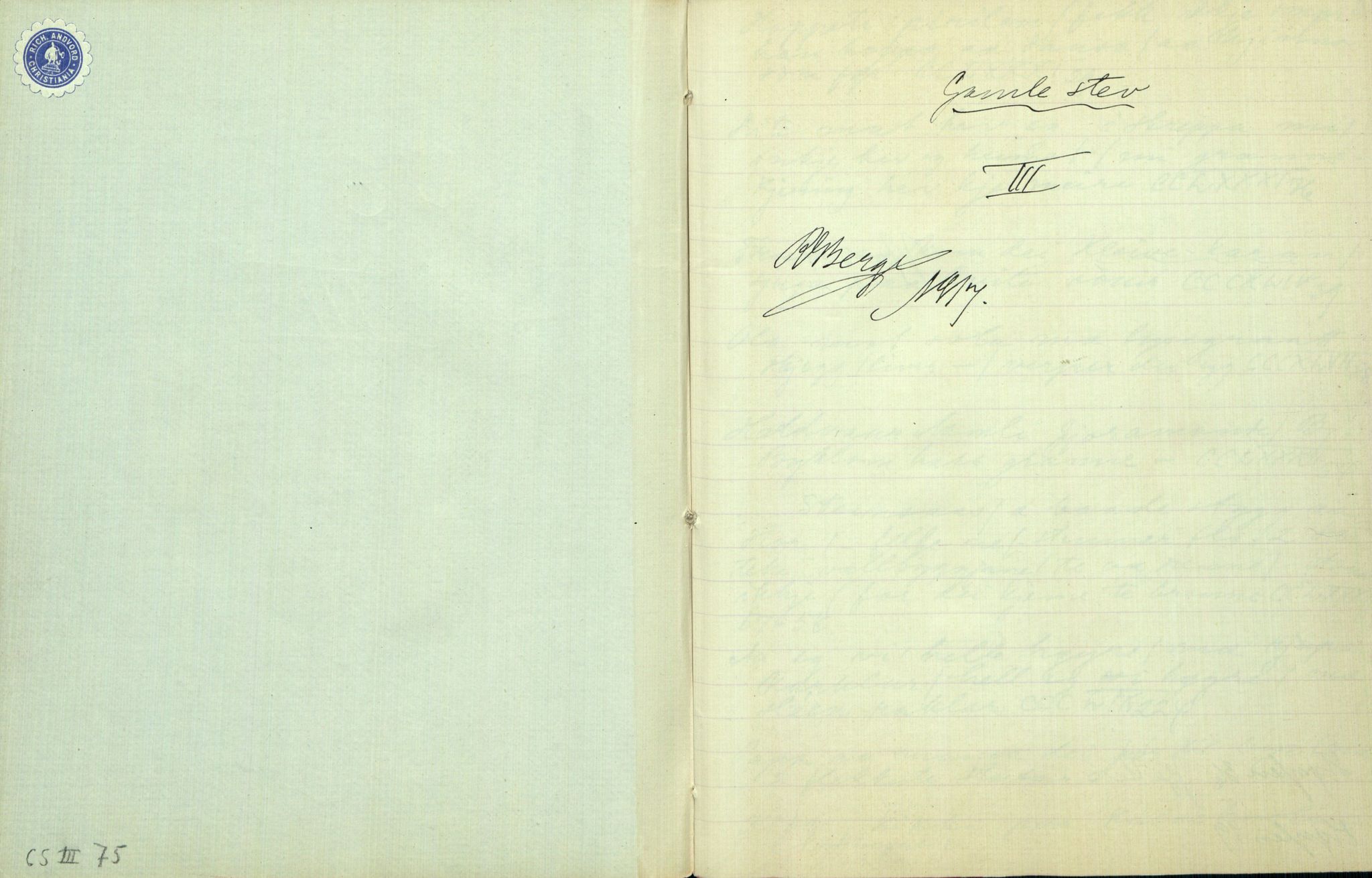 Rikard Berge, TEMU/TGM-A-1003/H/L0075: 75: Gamlestev lll, 1917, s. 1