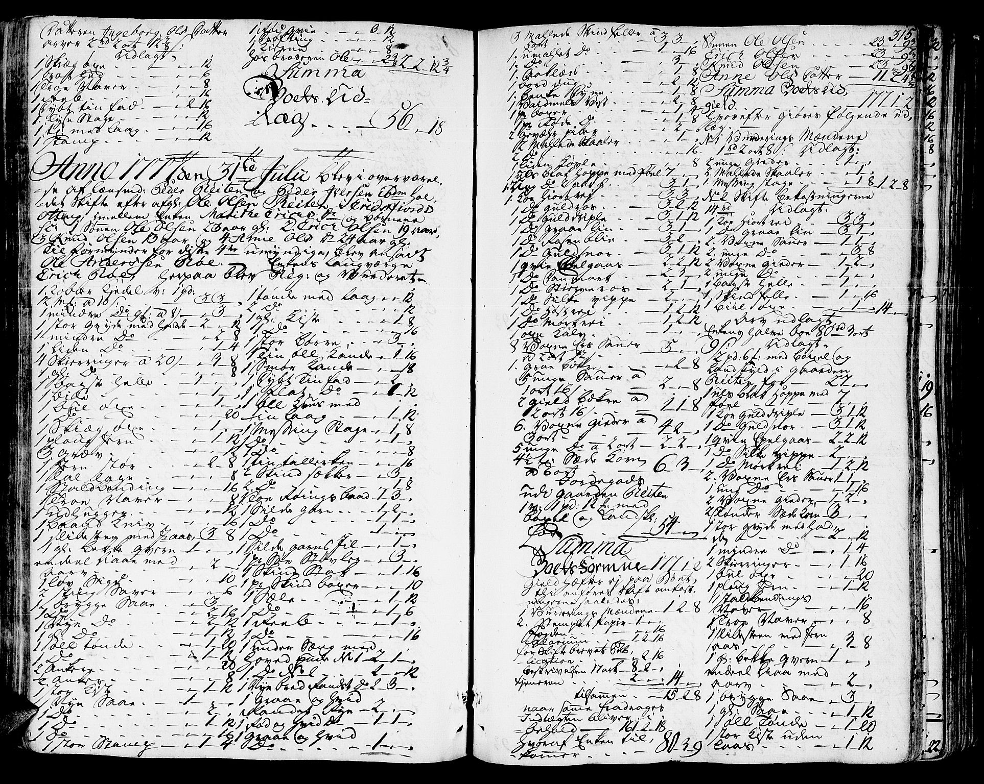 Romsdal sorenskriveri, SAT/A-4149/1/3/3A/L0010: Skifteprotokoll, 1774-1782, s. 314b-315a