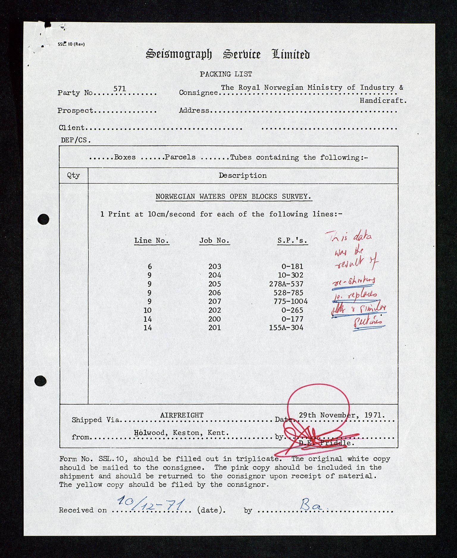 Industridepartementet, Oljekontoret, SAST/A-101348/Da/L0007:  Arkivnøkkel 714 - 722 Seismiske undersøkelser, 1965-1973, s. 448