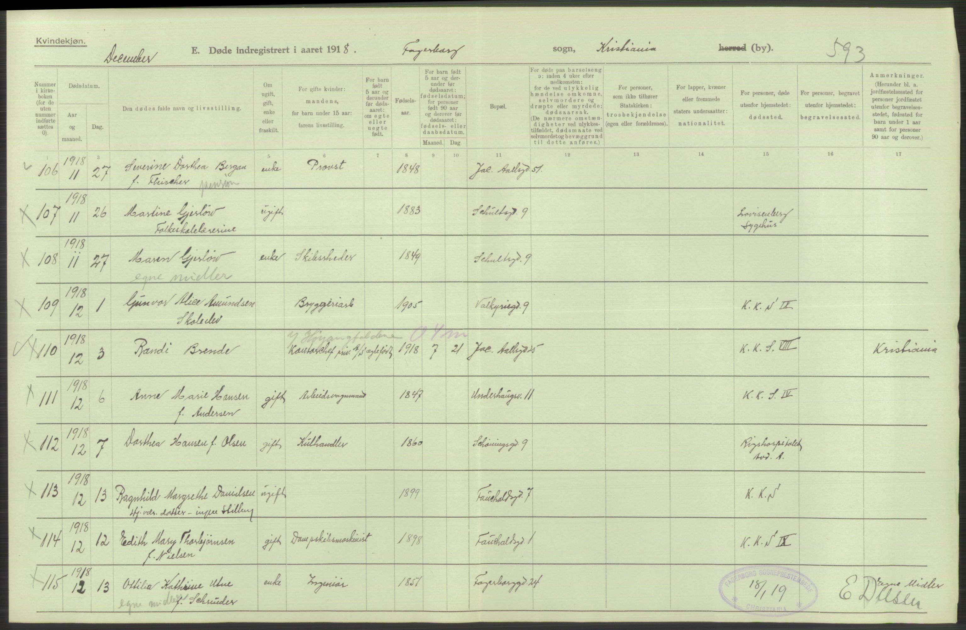 Statistisk sentralbyrå, Sosiodemografiske emner, Befolkning, AV/RA-S-2228/D/Df/Dfb/Dfbh/L0010: Kristiania: Døde, 1918, s. 306