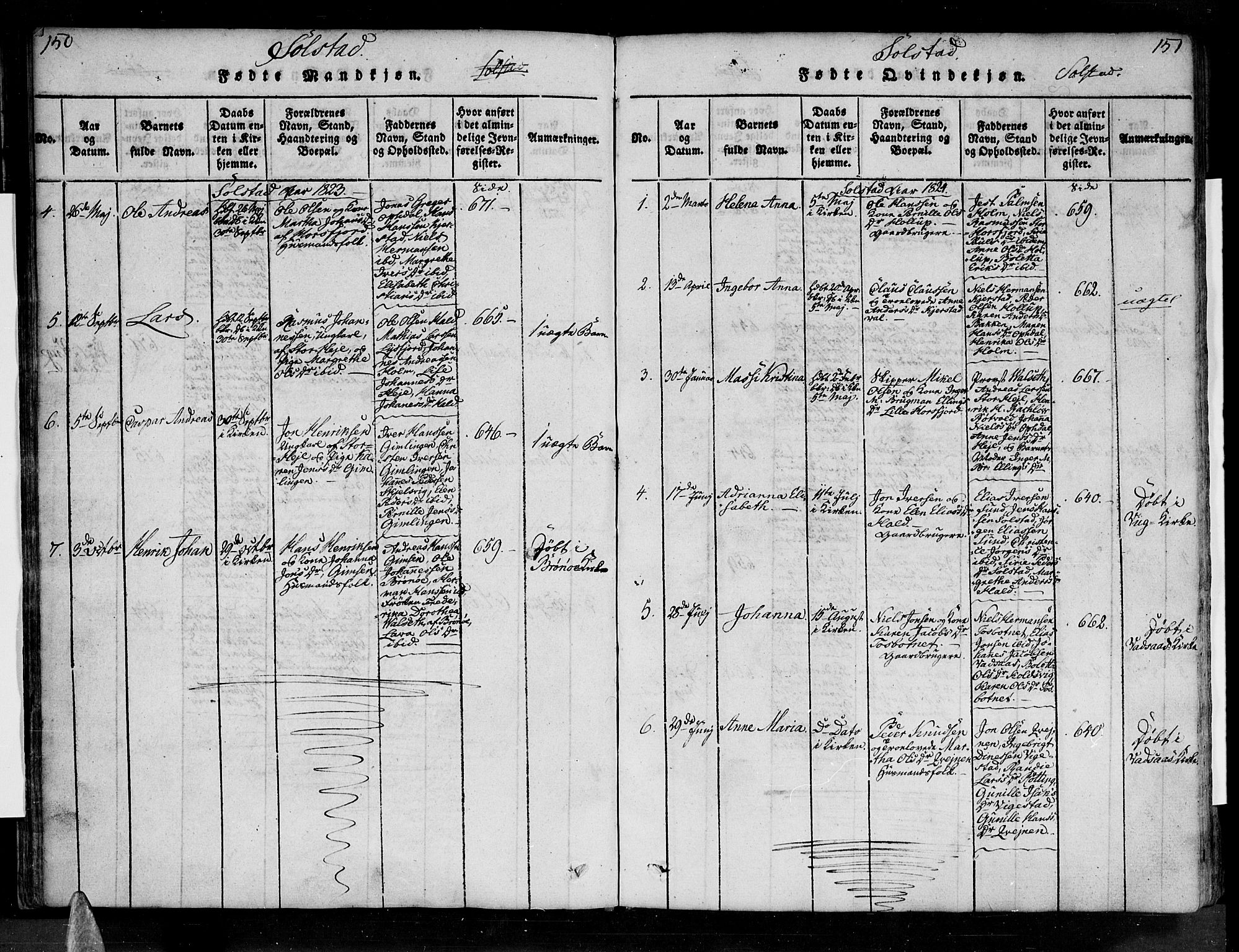 Ministerialprotokoller, klokkerbøker og fødselsregistre - Nordland, AV/SAT-A-1459/810/L0143: Ministerialbok nr. 810A06 /2, 1820-1841, s. 150-151