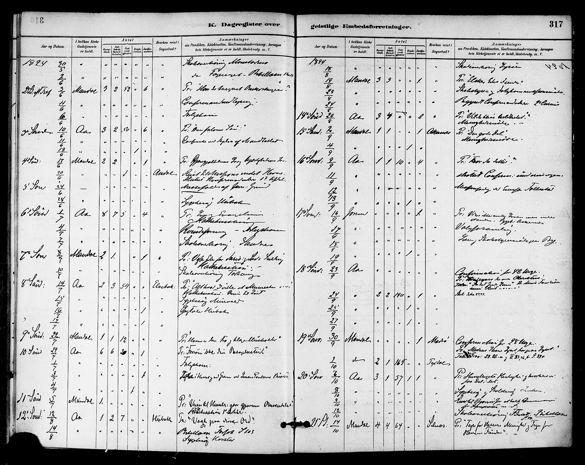 Ministerialprotokoller, klokkerbøker og fødselsregistre - Sør-Trøndelag, SAT/A-1456/655/L0680: Ministerialbok nr. 655A09, 1880-1894, s. 317