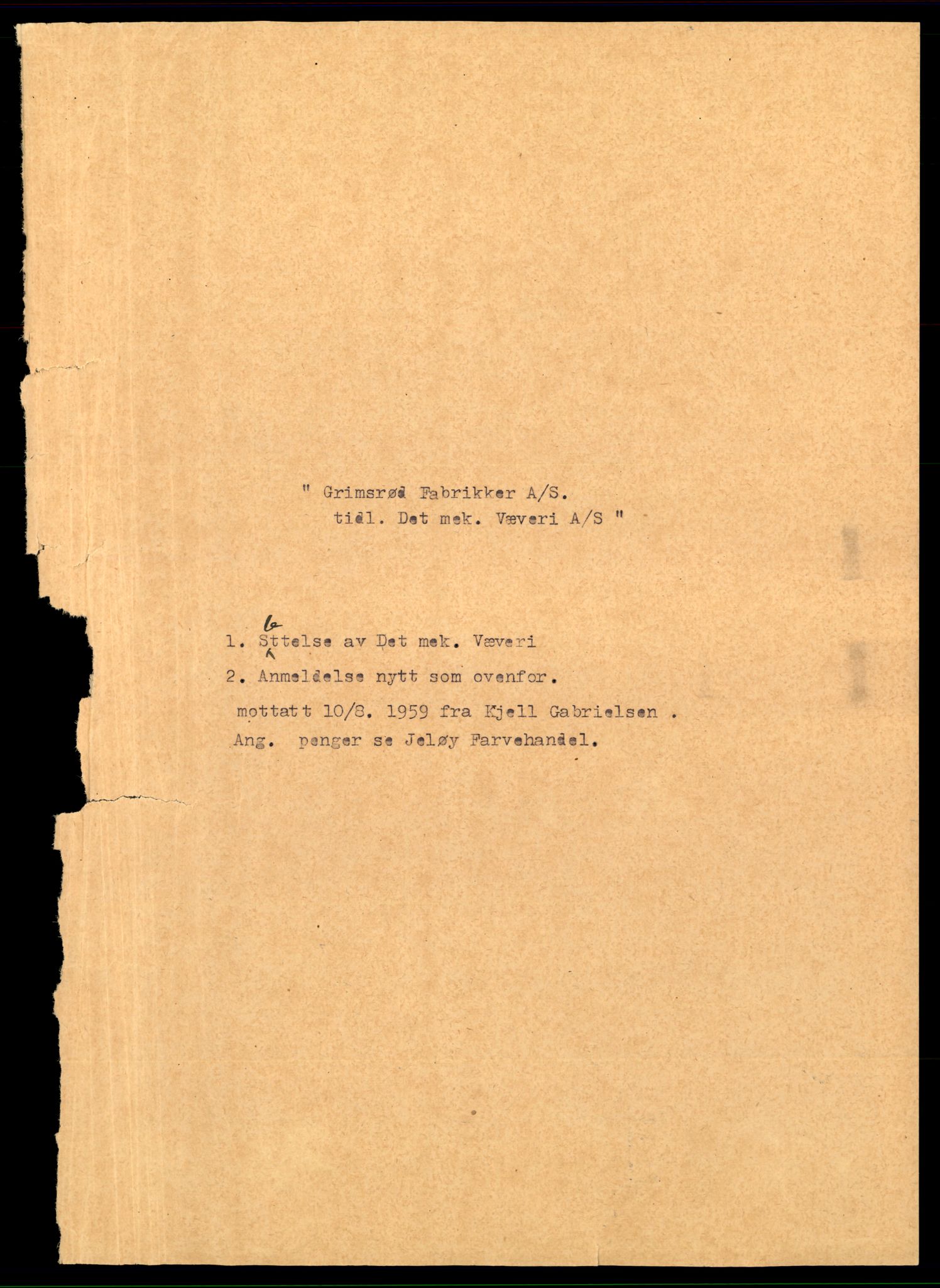 Moss tingrett, SAT/A-10063/K/Ka/Kab/L0012: Slettede og konverterte firmaer, Gri - Har, 1890-1943, s. 1