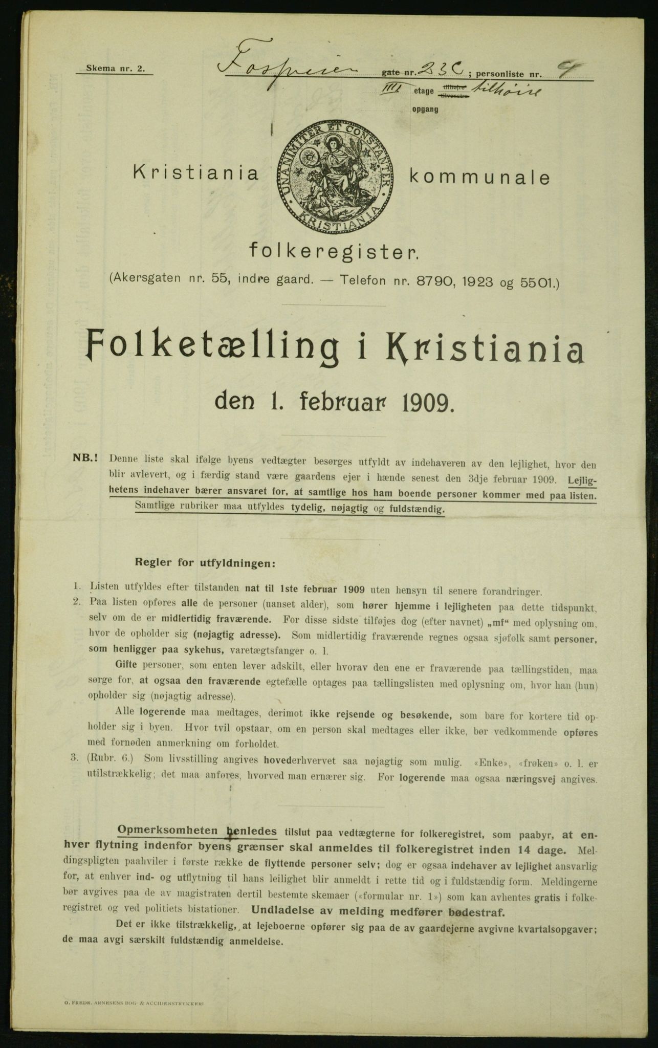 OBA, Kommunal folketelling 1.2.1909 for Kristiania kjøpstad, 1909, s. 22897