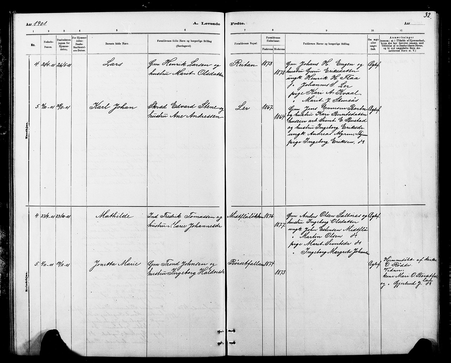 Ministerialprotokoller, klokkerbøker og fødselsregistre - Sør-Trøndelag, SAT/A-1456/693/L1123: Klokkerbok nr. 693C04, 1887-1910, s. 32