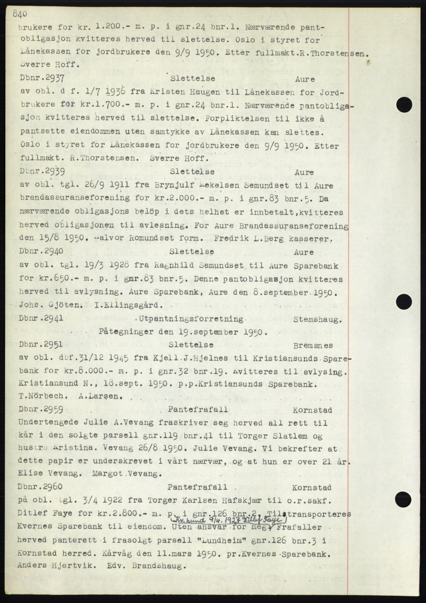 Nordmøre sorenskriveri, SAT/A-4132/1/2/2Ca: Pantebok nr. C82b, 1946-1951, Dagboknr: 2937/1950