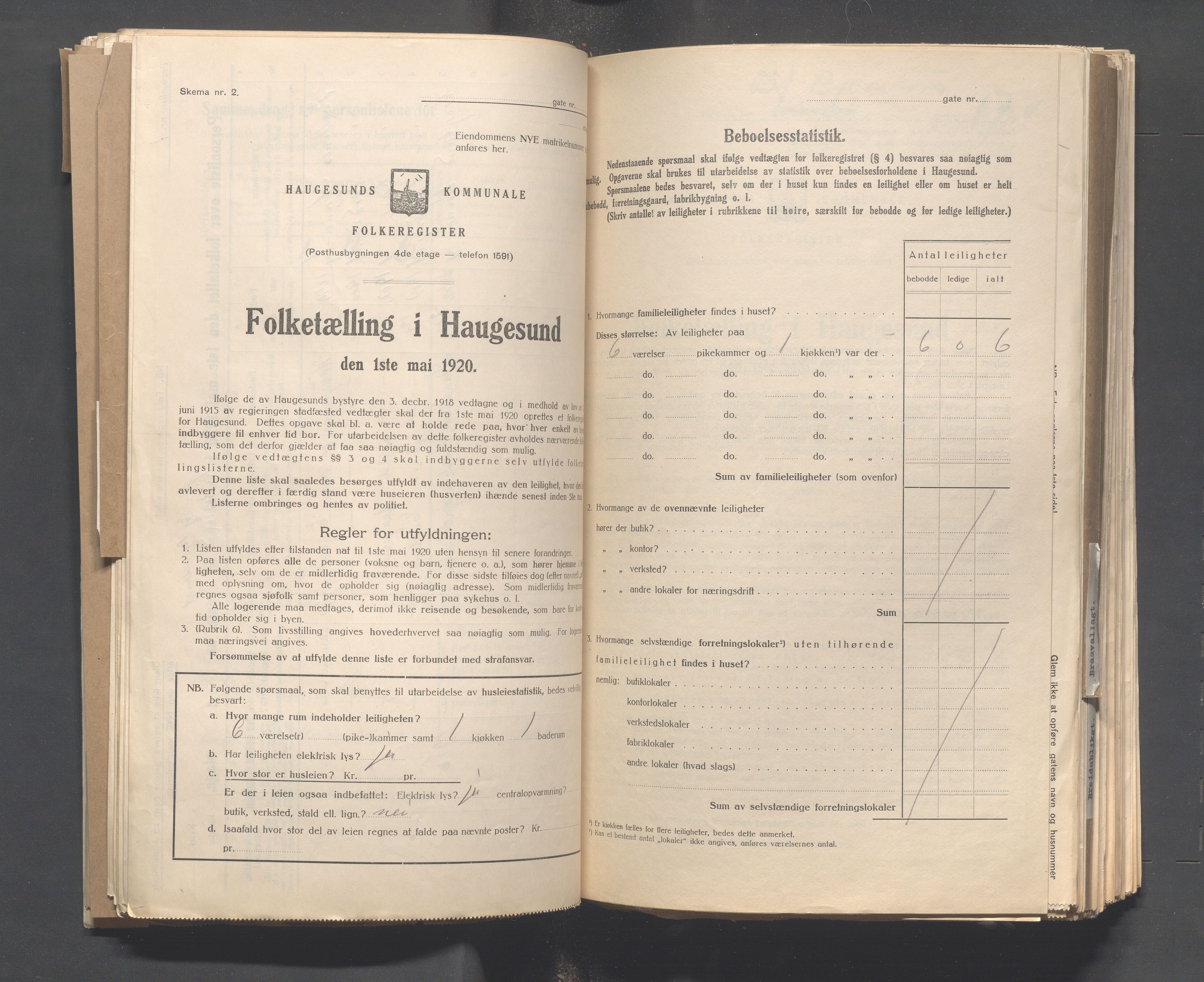 IKAR, Kommunal folketelling 1.5.1920 for Haugesund, 1920, s. 157