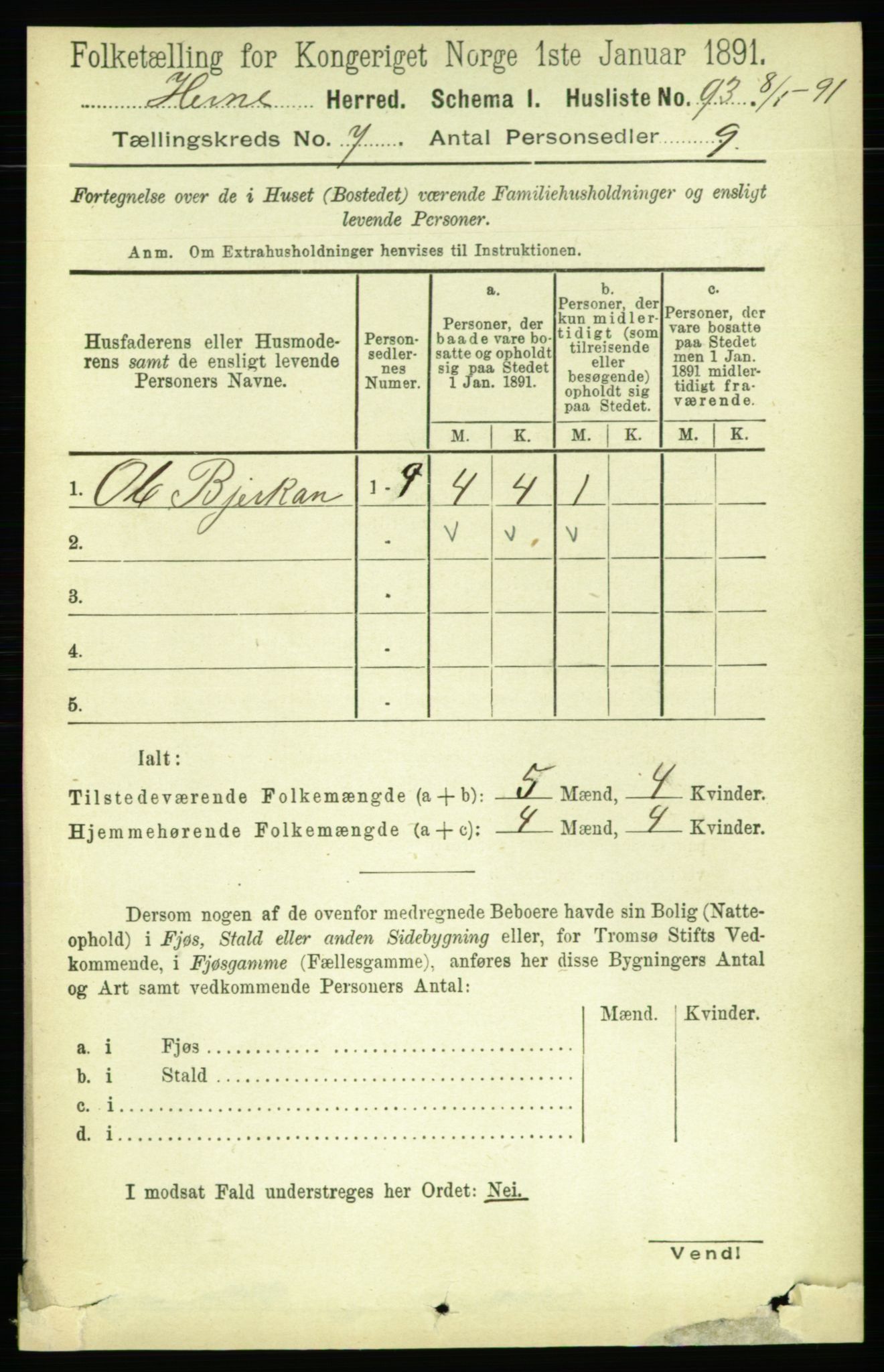 RA, Folketelling 1891 for 1612 Hemne herred, 1891, s. 4141