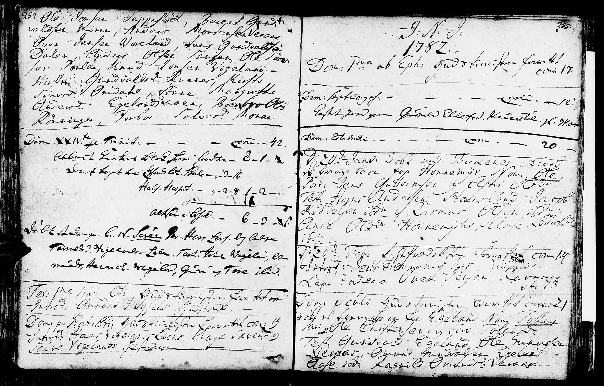 Vennesla sokneprestkontor, AV/SAK-1111-0045/Fa/Fab/L0001: Ministerialbok nr. A 1, 1741-1794, s. 254-255