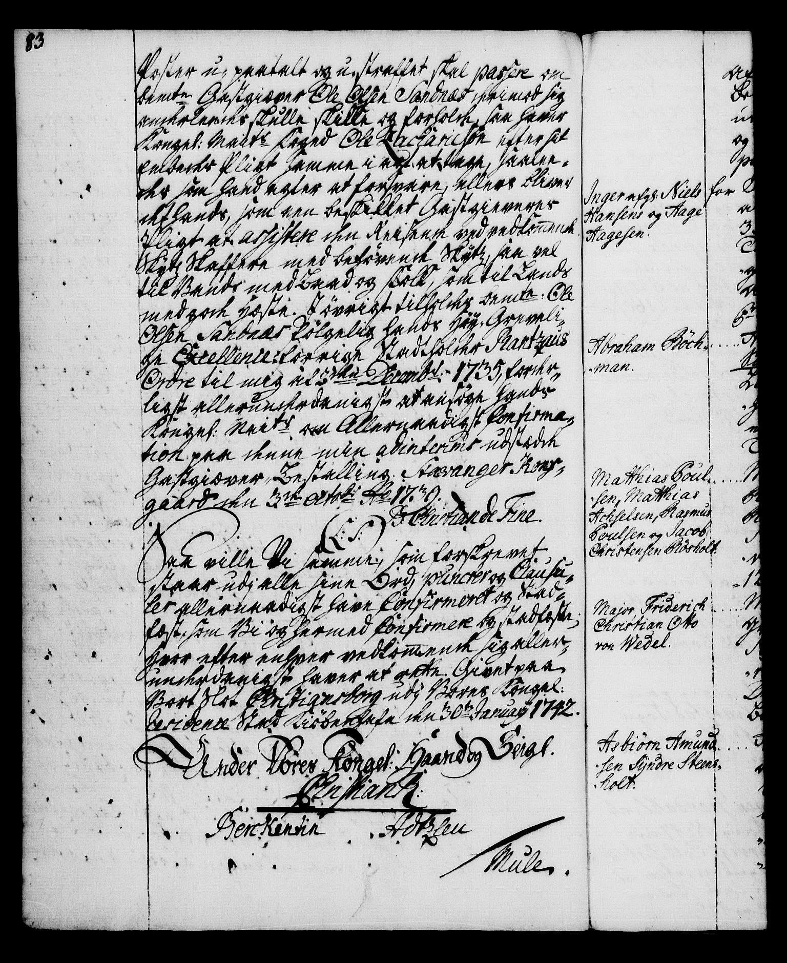 Rentekammeret, Kammerkanselliet, RA/EA-3111/G/Gg/Gga/L0005: Norsk ekspedisjonsprotokoll med register (merket RK 53.5), 1741-1749, s. 83