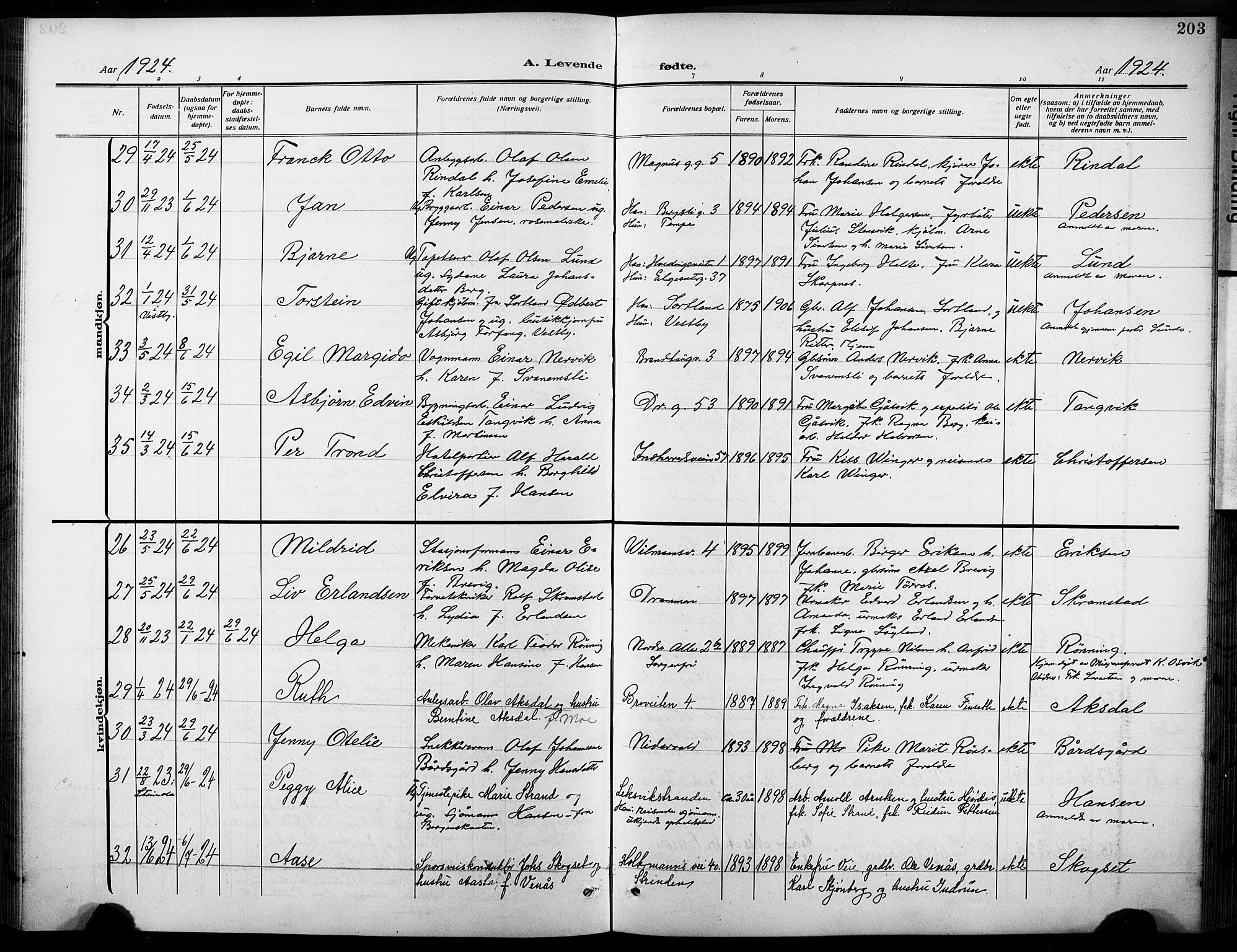 Ministerialprotokoller, klokkerbøker og fødselsregistre - Sør-Trøndelag, SAT/A-1456/601/L0096: Klokkerbok nr. 601C14, 1911-1931, s. 203