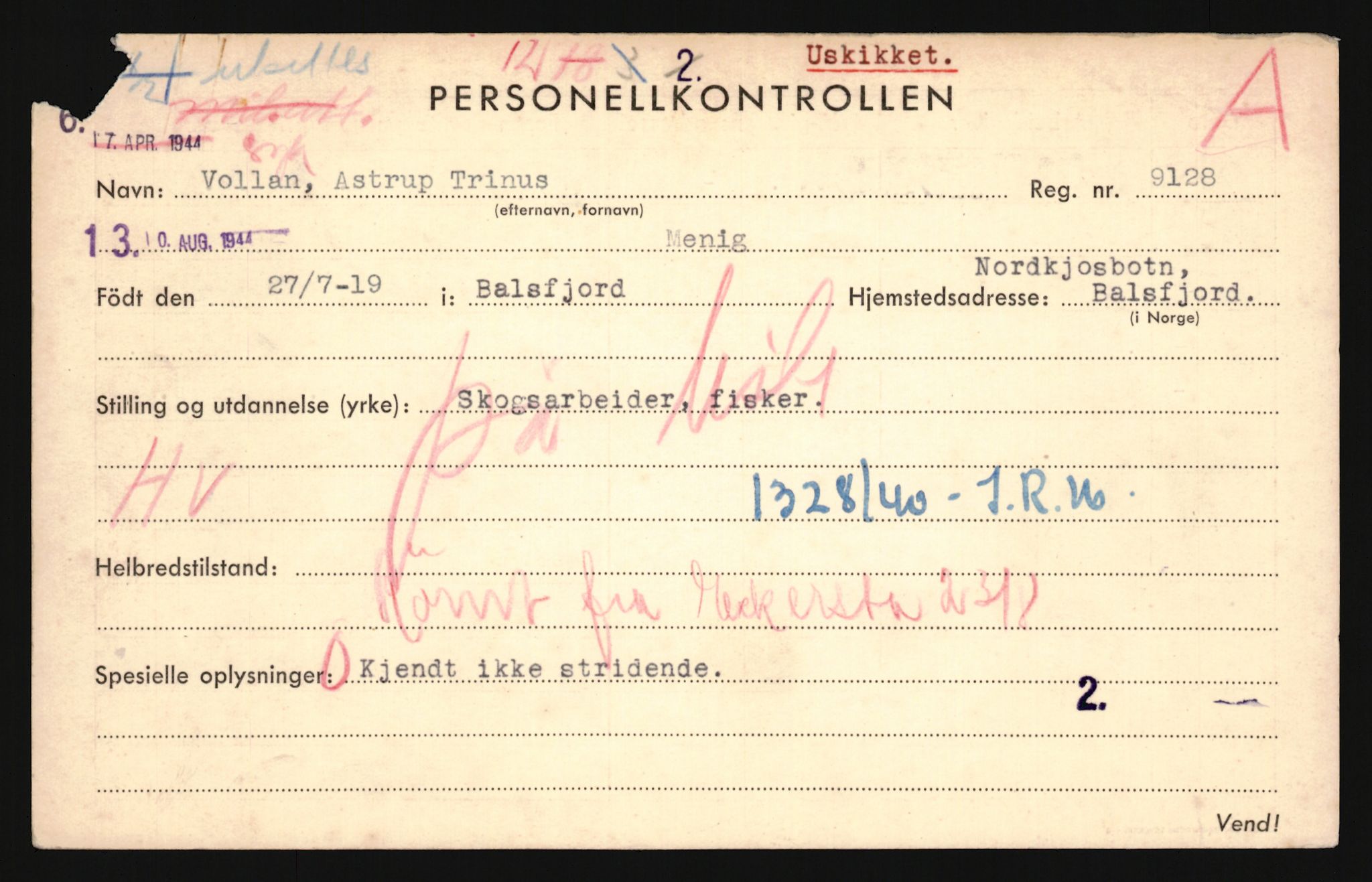 Forsvaret, Troms infanteriregiment nr. 16, AV/RA-RAFA-3146/P/Pa/L0024/0001: Rulleblad / Rulleblad for regimentets menige mannskaper, årsklasse 1940, 1940, s. 170