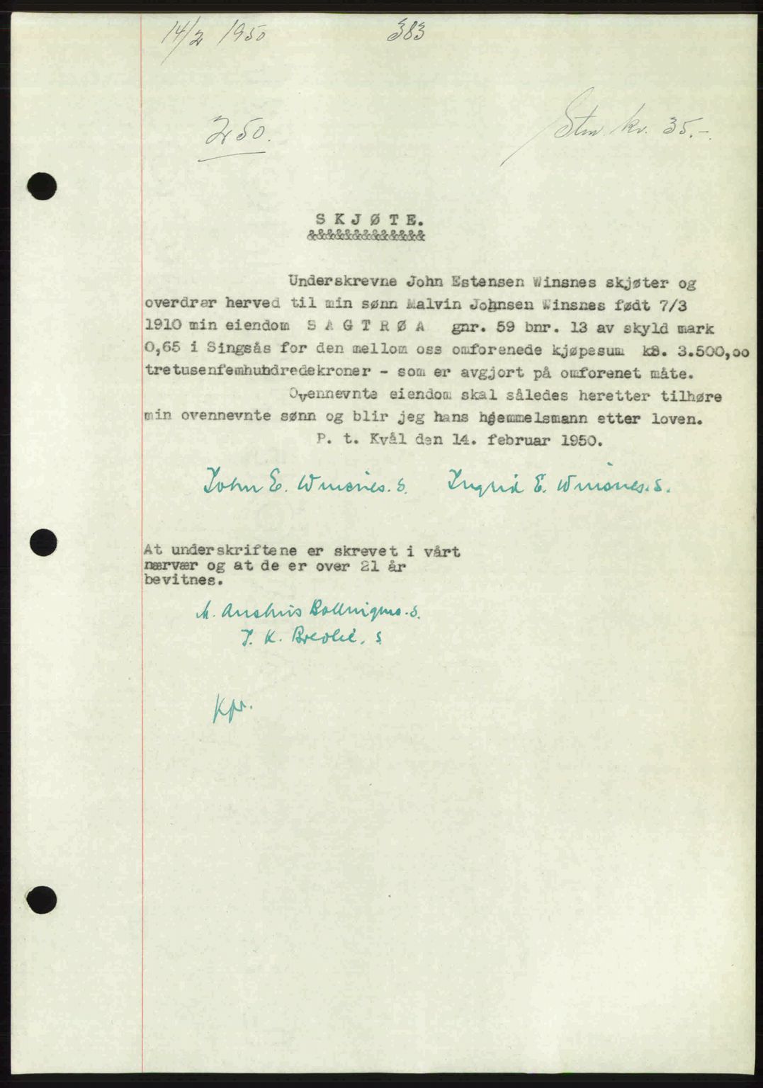 Gauldal sorenskriveri, SAT/A-0014/1/2/2C: Pantebok nr. A9, 1949-1950, Dagboknr: 250/1950