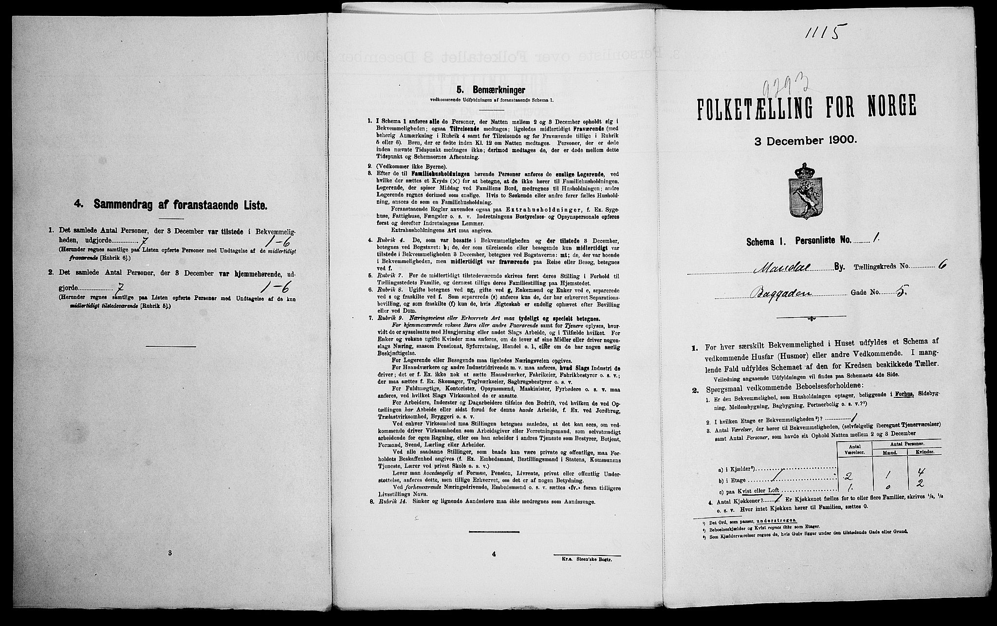 SAK, Folketelling 1900 for 1002 Mandal ladested, 1900, s. 3061