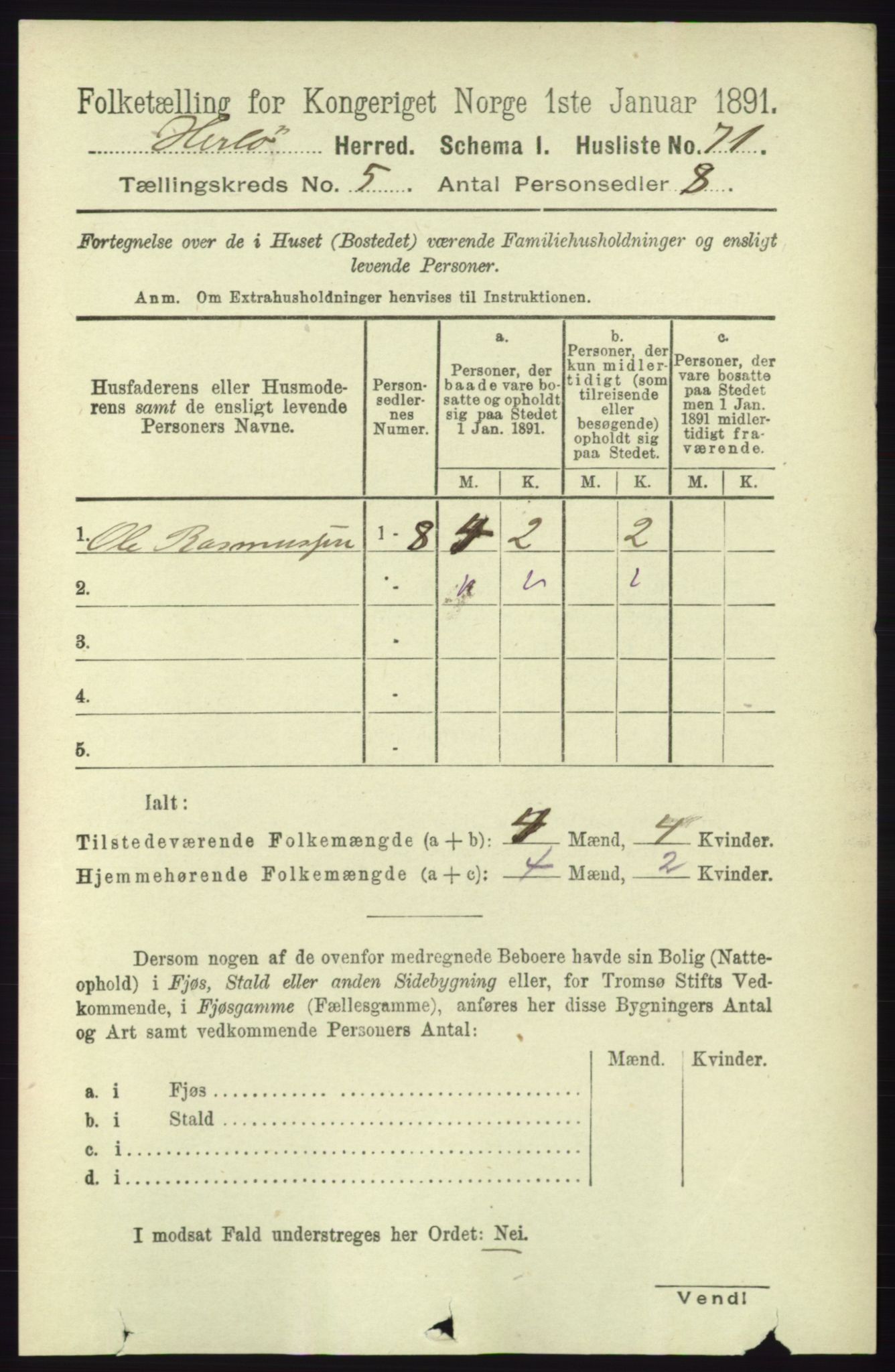 RA, Folketelling 1891 for 1258 Herdla herred, 1891, s. 2077