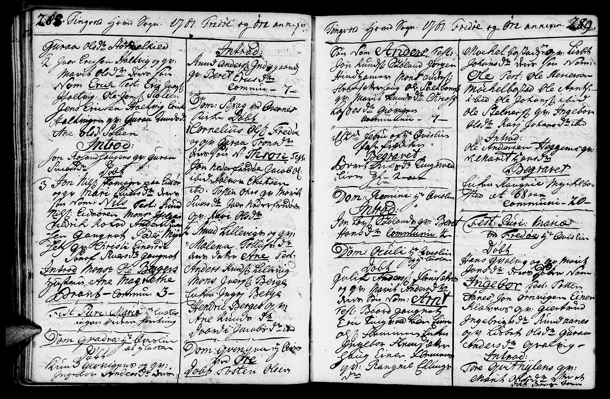 Ministerialprotokoller, klokkerbøker og fødselsregistre - Møre og Romsdal, AV/SAT-A-1454/586/L0979: Ministerialbok nr. 586A05, 1751-1776, s. 288-289