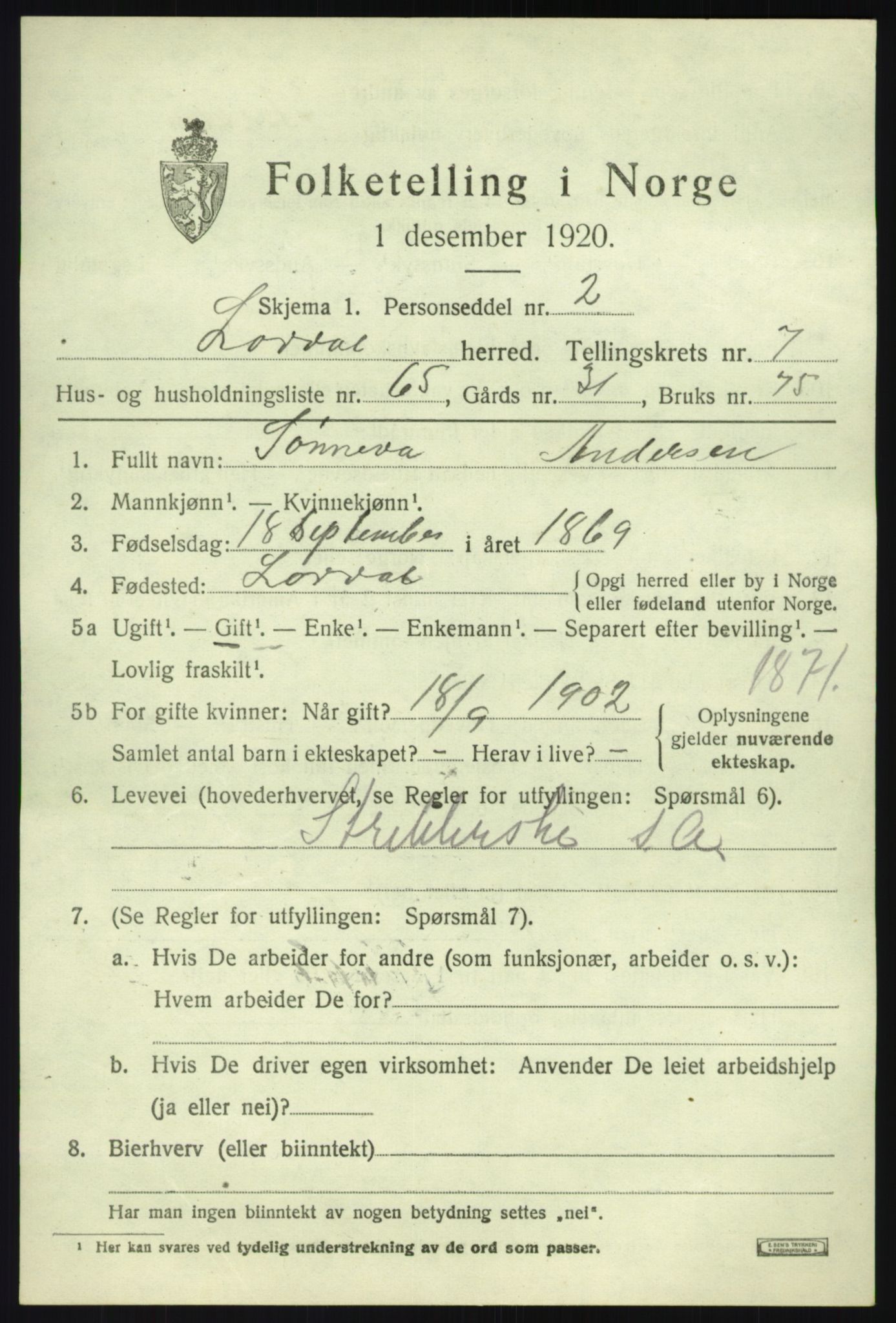 SAB, Folketelling 1920 for 1422 Lærdal herred, 1920, s. 3780