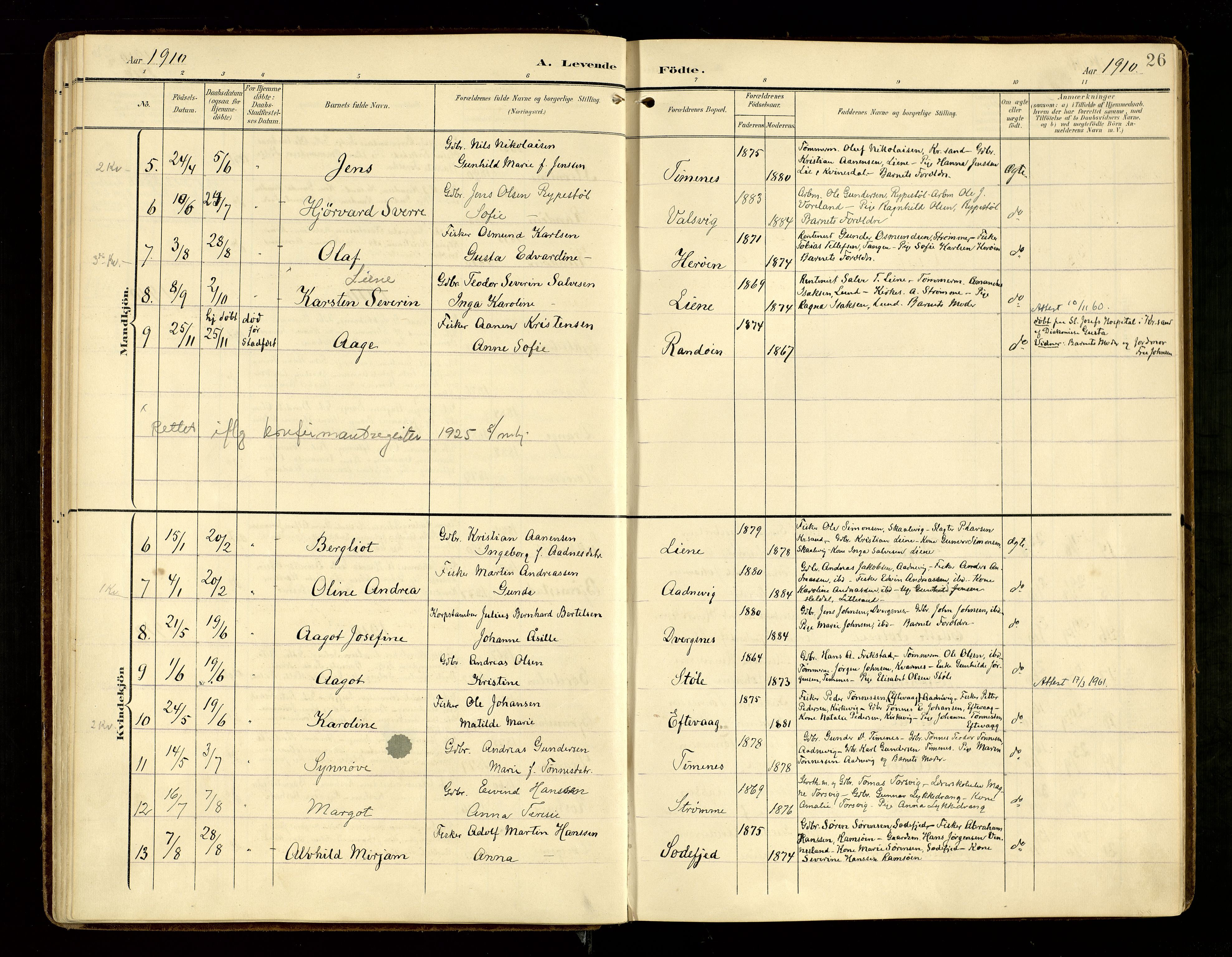 Oddernes sokneprestkontor, SAK/1111-0033/F/Fa/Fab/L0003: Ministerialbok nr. A 3, 1903-1916, s. 26