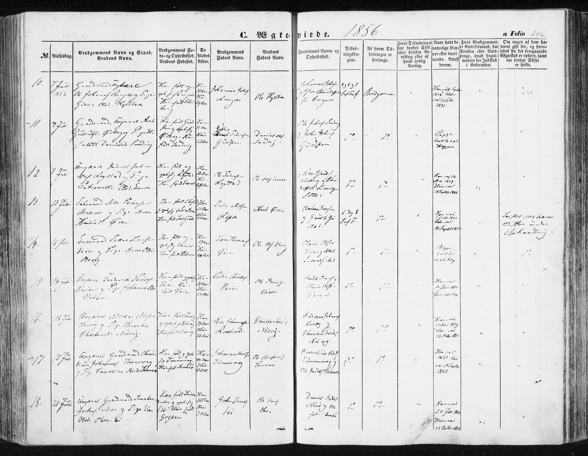 Ministerialprotokoller, klokkerbøker og fødselsregistre - Møre og Romsdal, AV/SAT-A-1454/581/L0937: Ministerialbok nr. 581A05, 1853-1872, s. 246