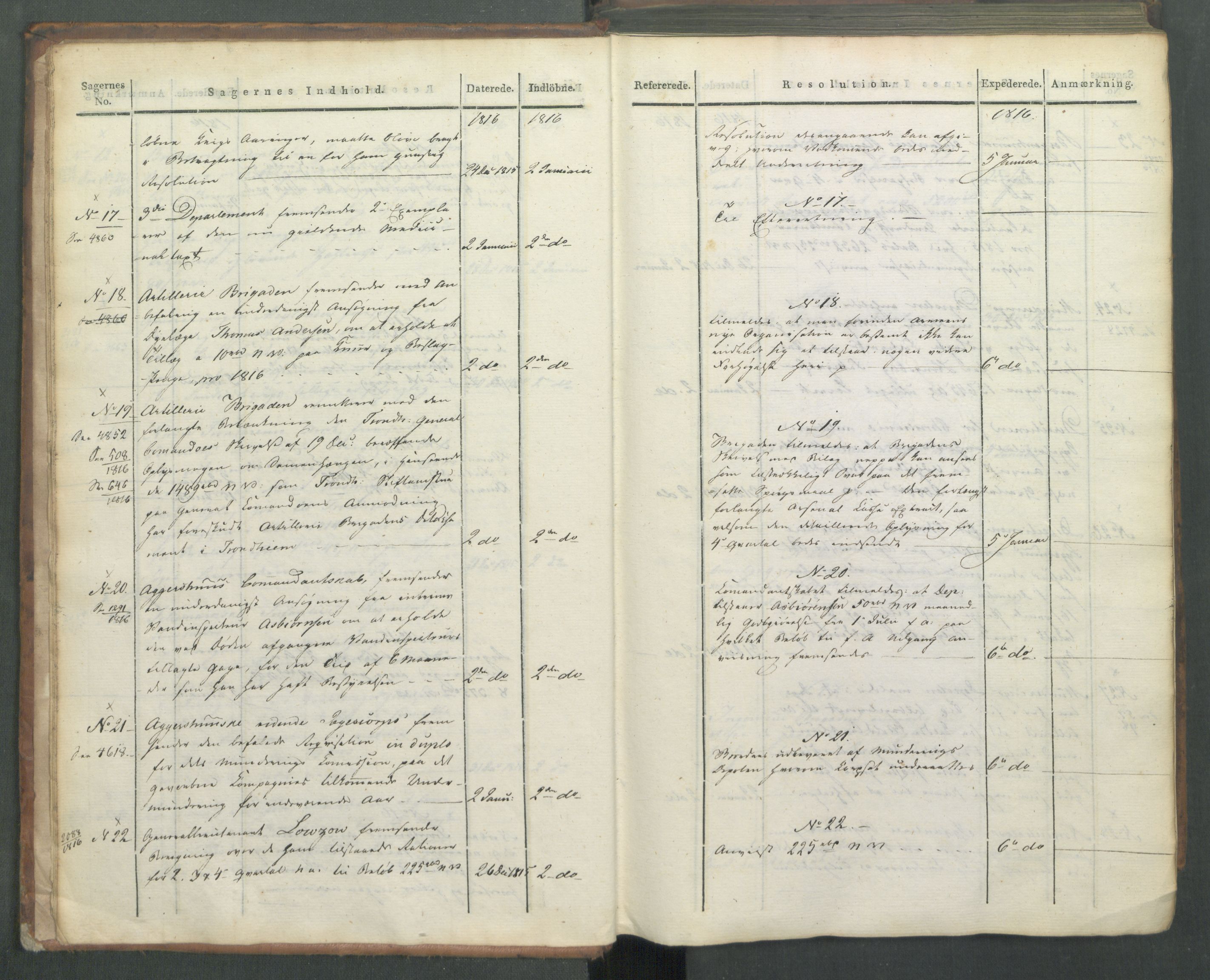 Armédepartementet, AV/RA-RAFA-3493/C/Ca/L0008: 6. Departements Journal, 1816