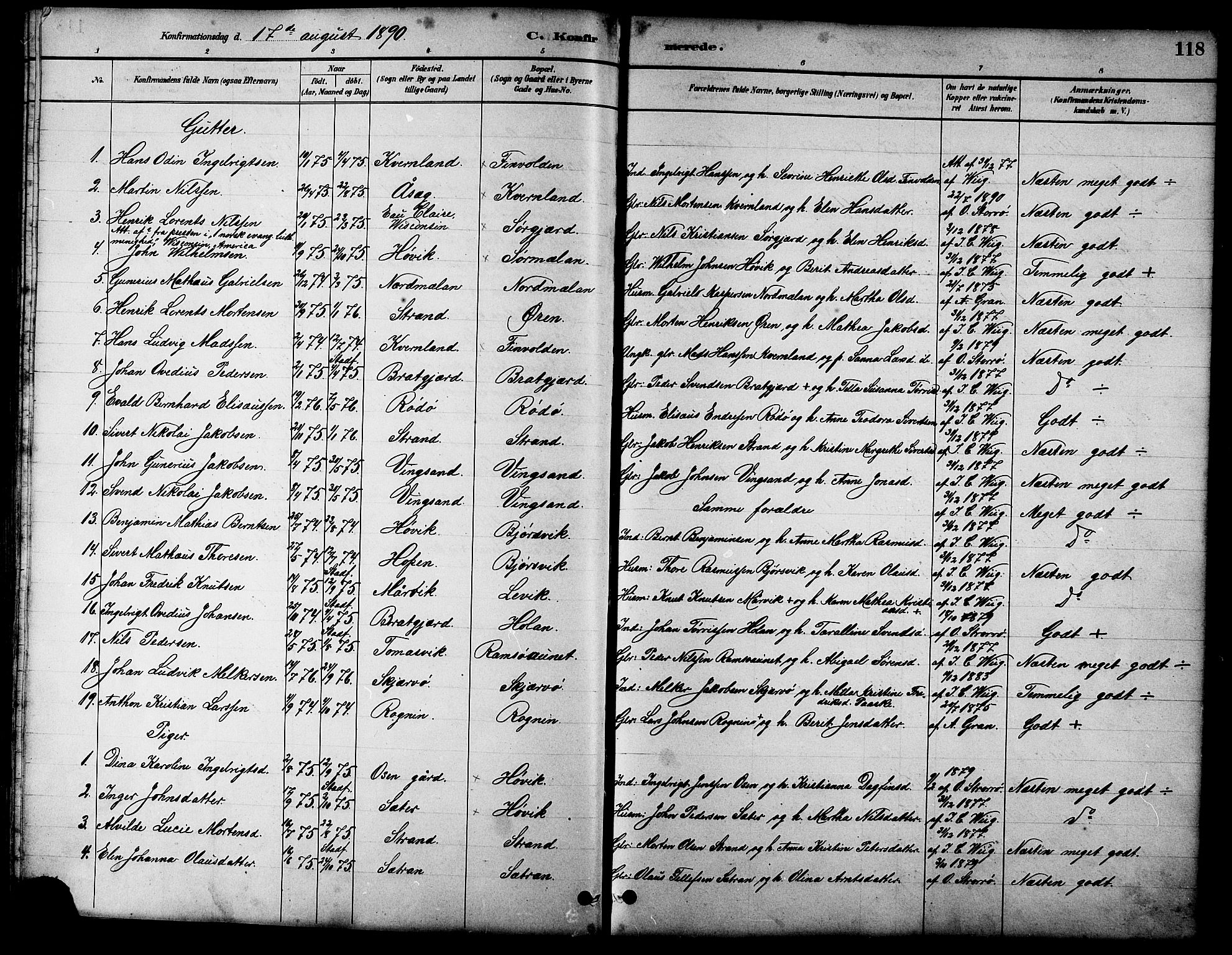 Ministerialprotokoller, klokkerbøker og fødselsregistre - Sør-Trøndelag, SAT/A-1456/658/L0726: Klokkerbok nr. 658C02, 1883-1908, s. 118