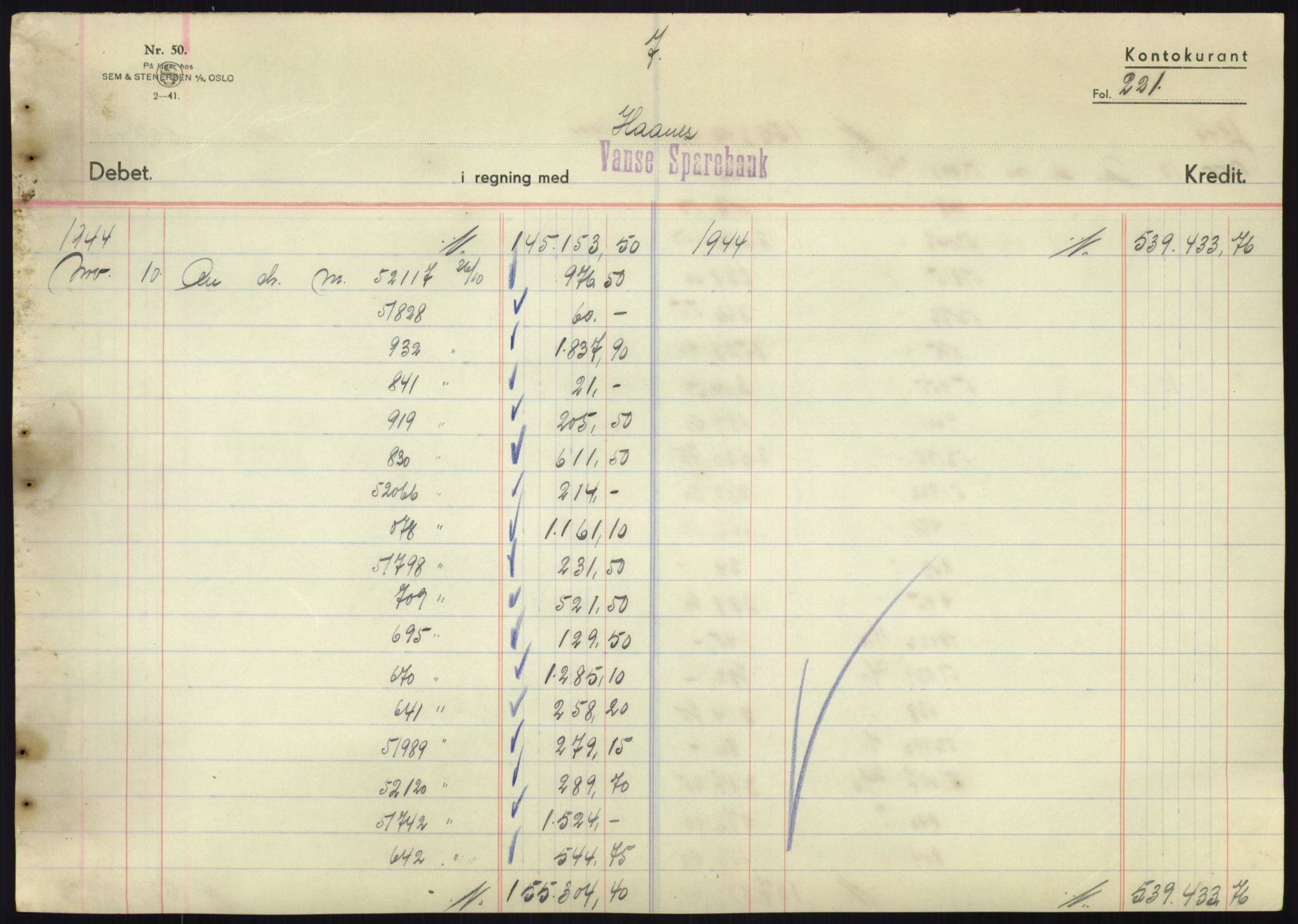 Forsvarsdepartementet, 10. kontor / Oppgjørskontoret, AV/RA-RAFA-1225/D/Db/L0180: Lista oppgjørskontor, 1942-1952, s. 1891