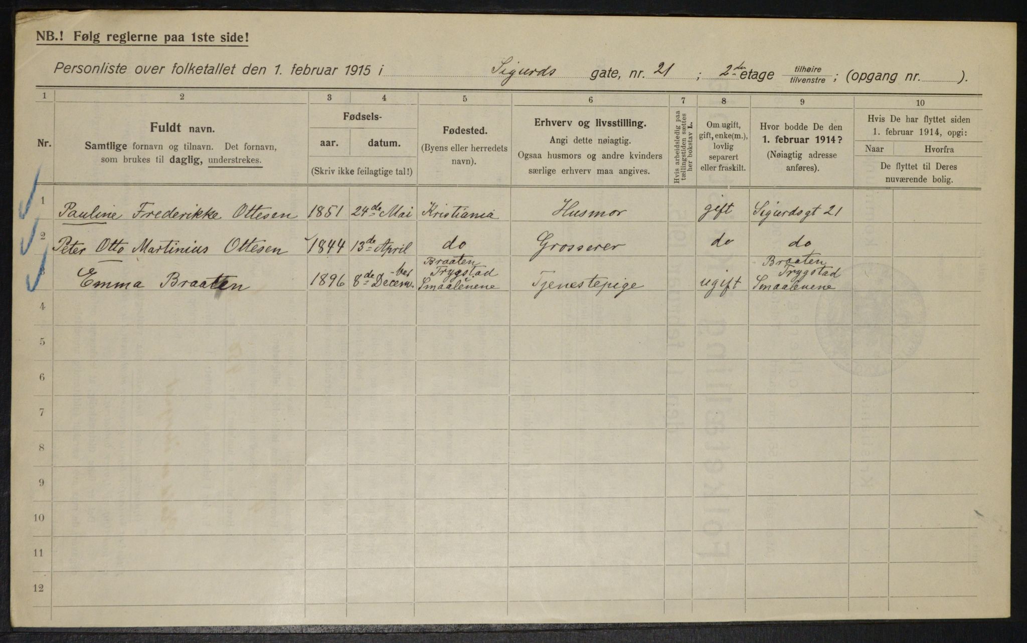 OBA, Kommunal folketelling 1.2.1915 for Kristiania, 1915, s. 94970