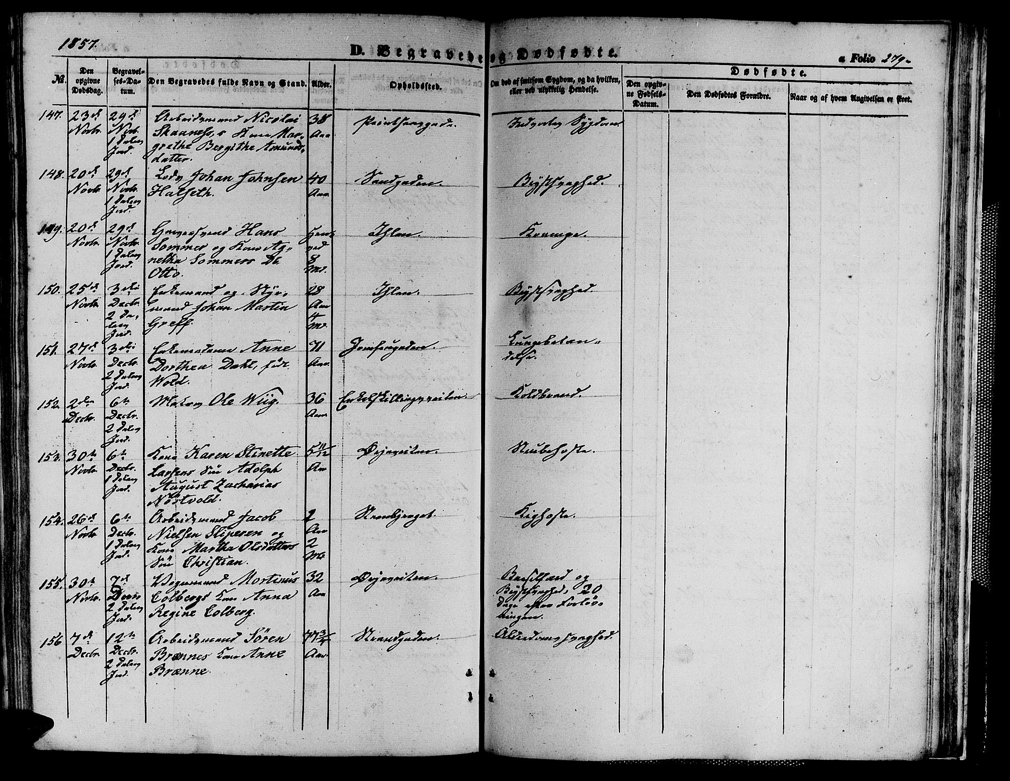 Ministerialprotokoller, klokkerbøker og fødselsregistre - Sør-Trøndelag, SAT/A-1456/602/L0138: Klokkerbok nr. 602C06, 1853-1858, s. 279