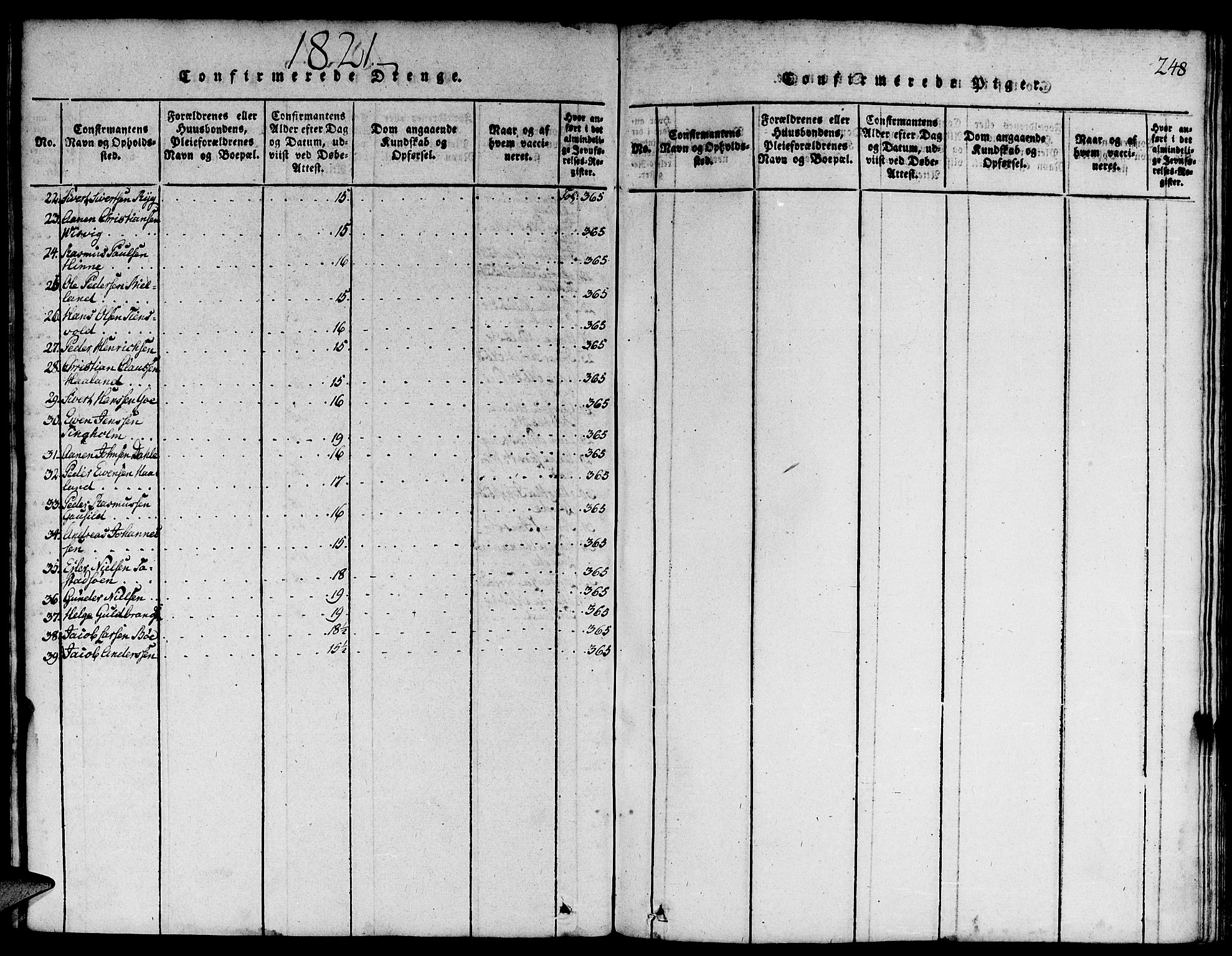 Domkirken sokneprestkontor, SAST/A-101812/001/30/30BA/L0008: Ministerialbok nr. A 8, 1816-1821, s. 248