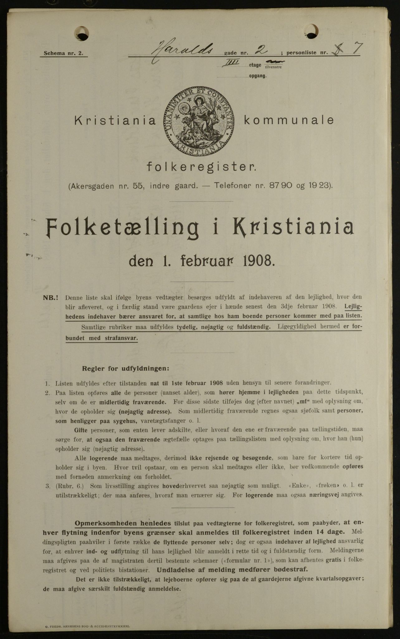 OBA, Kommunal folketelling 1.2.1908 for Kristiania kjøpstad, 1908, s. 31590