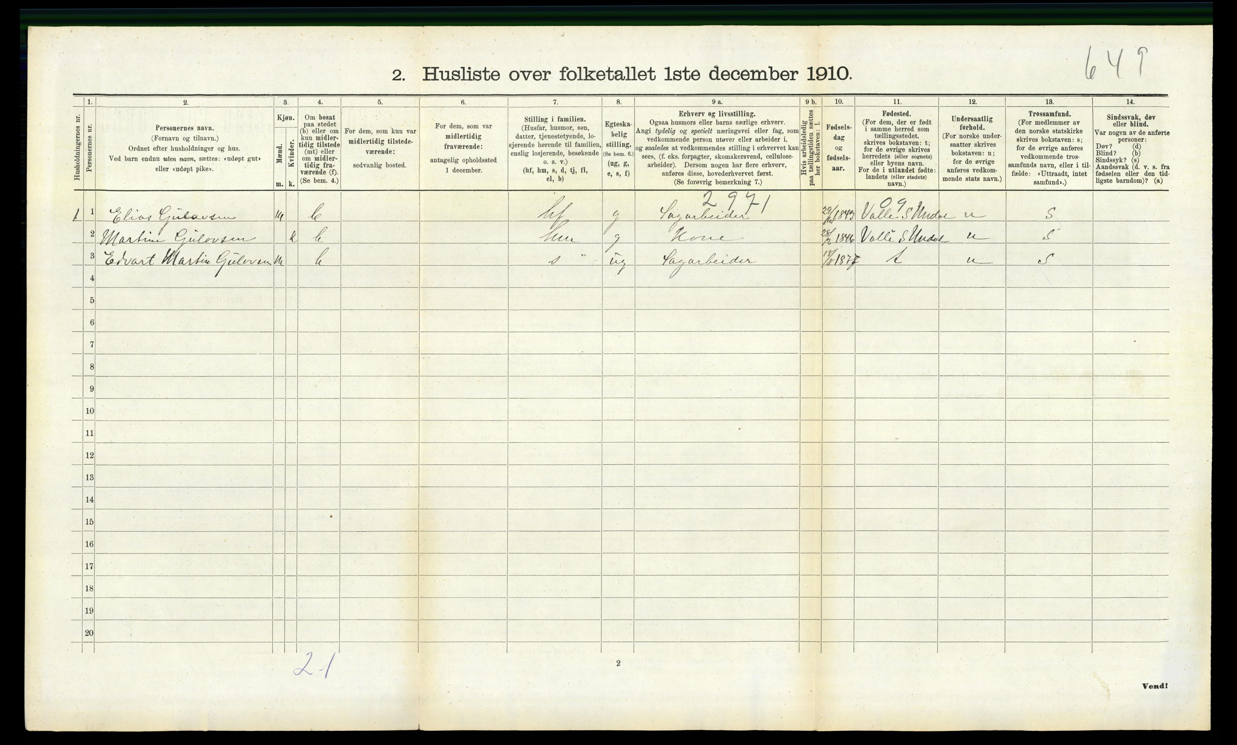 RA, Folketelling 1910 for 1019 Halse og Harkmark herred, 1910, s. 841