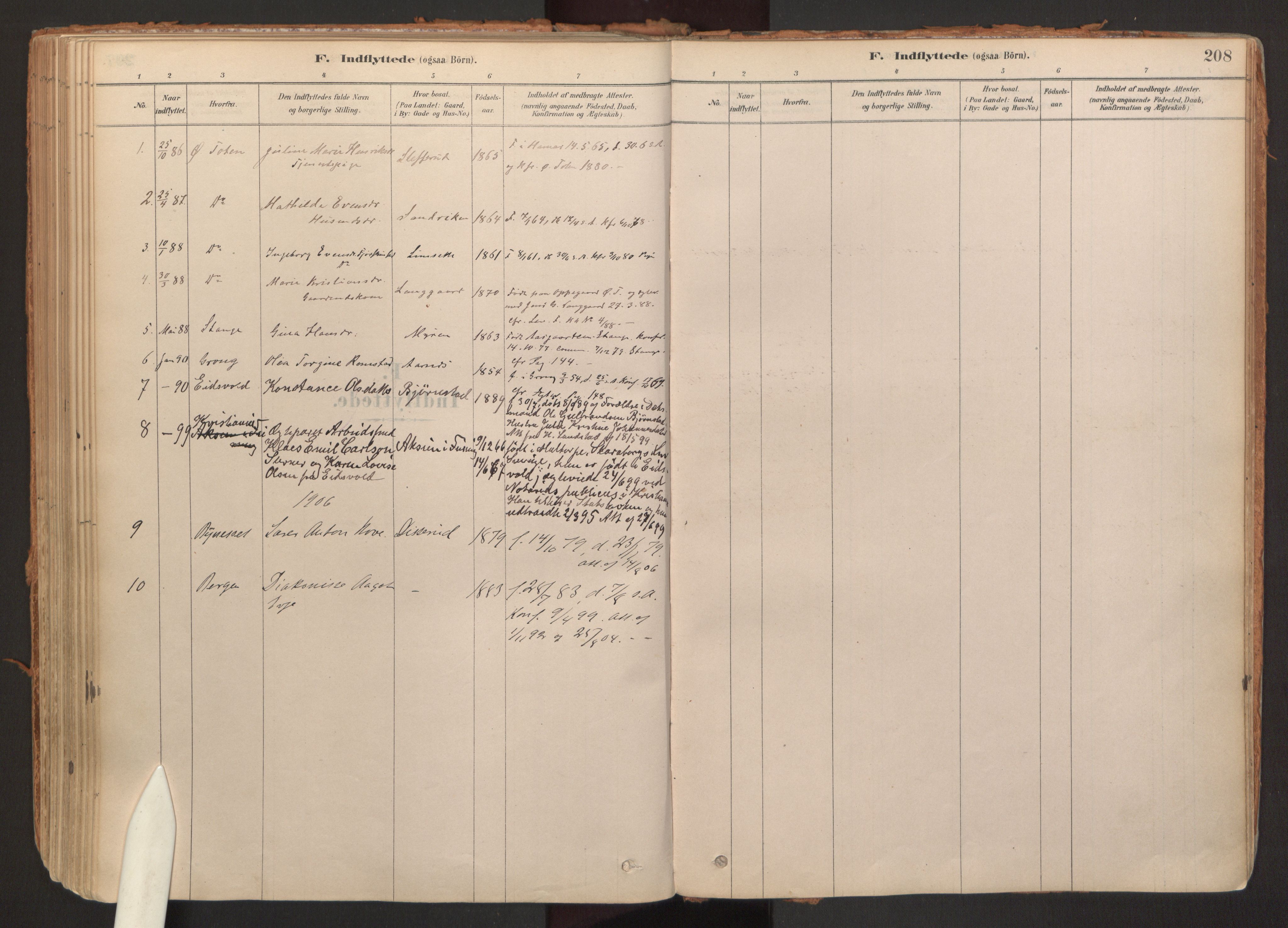 Hurdal prestekontor Kirkebøker, AV/SAO-A-10889/F/Fb/L0003: Ministerialbok nr. II 3, 1878-1920, s. 208