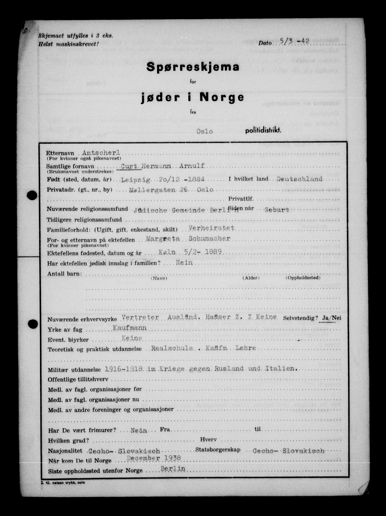 Statspolitiet - Hovedkontoret / Osloavdelingen, AV/RA-S-1329/G/Ga/L0009: Spørreskjema for jøder i Norge, Oslo Alexander-Gutman, 1942, s. 15