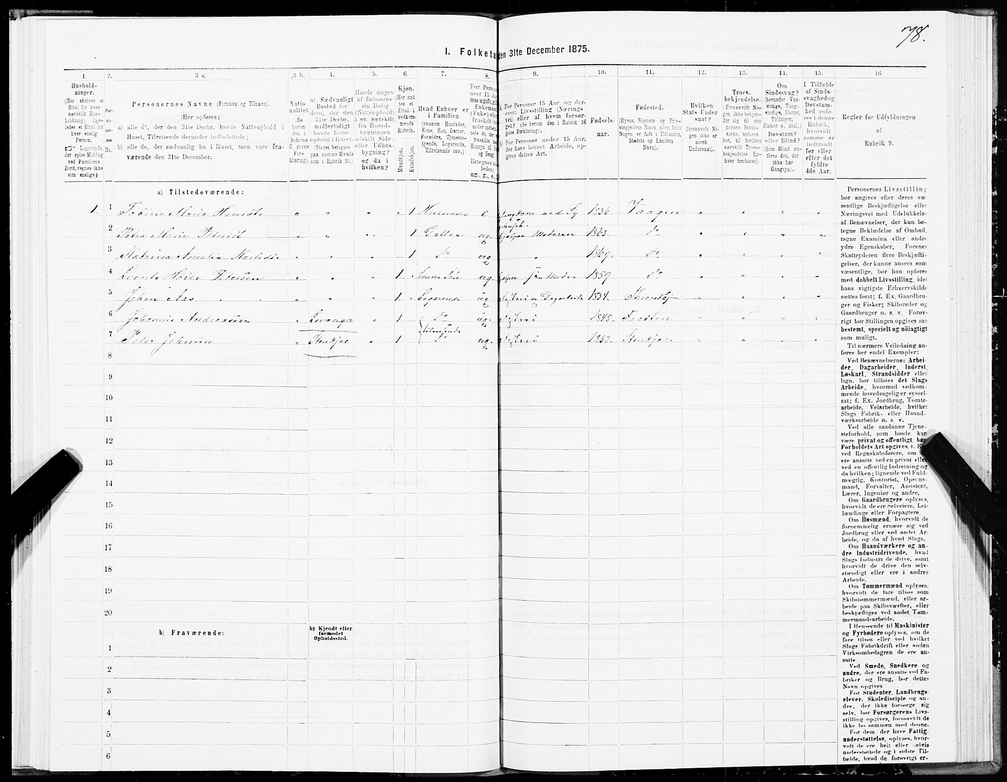 SAT, Folketelling 1875 for 1865P Vågan prestegjeld, 1875, s. 2078