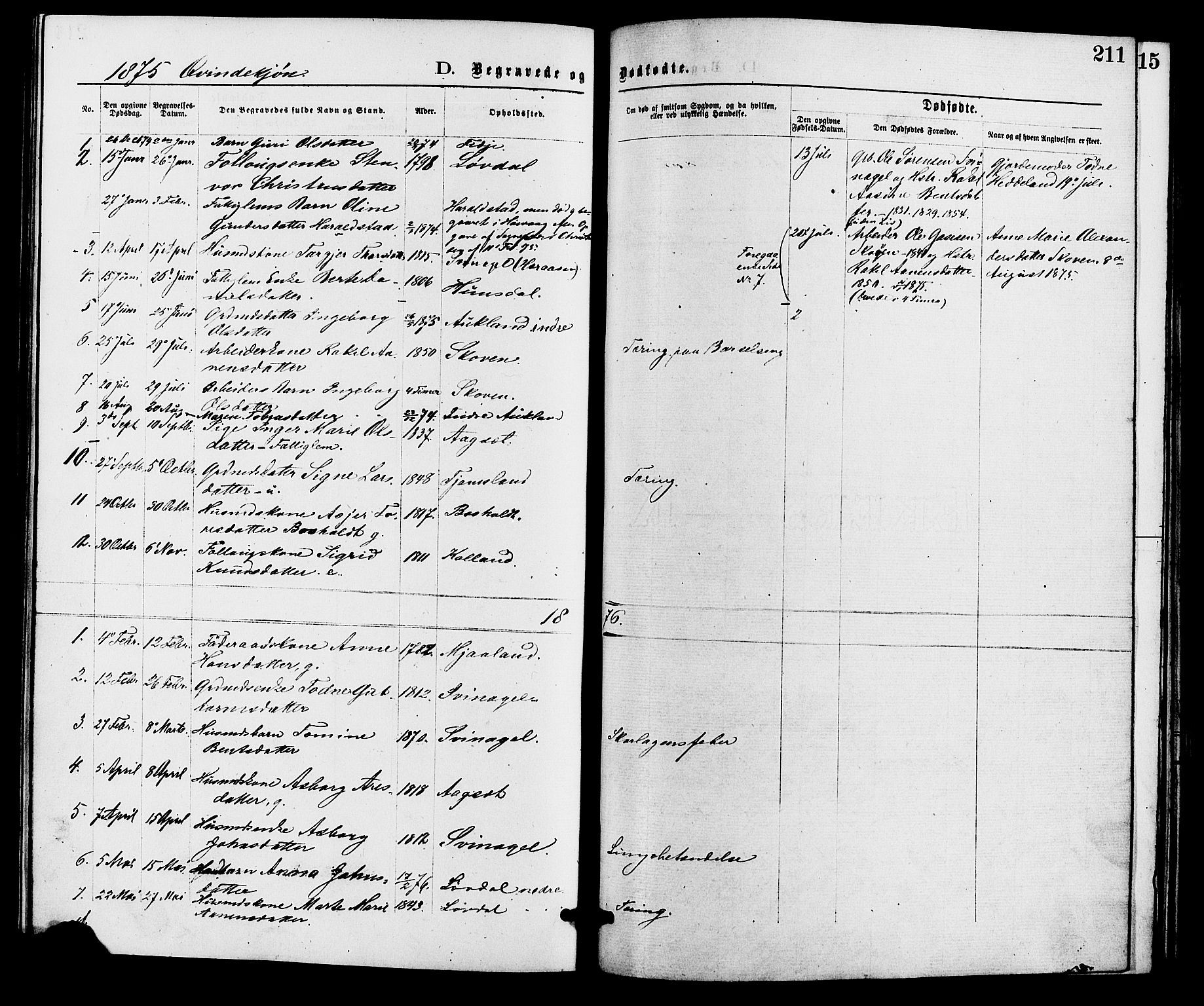 Holum sokneprestkontor, AV/SAK-1111-0022/F/Fa/Fab/L0006: Ministerialbok nr. A 6, 1875-1886, s. 211