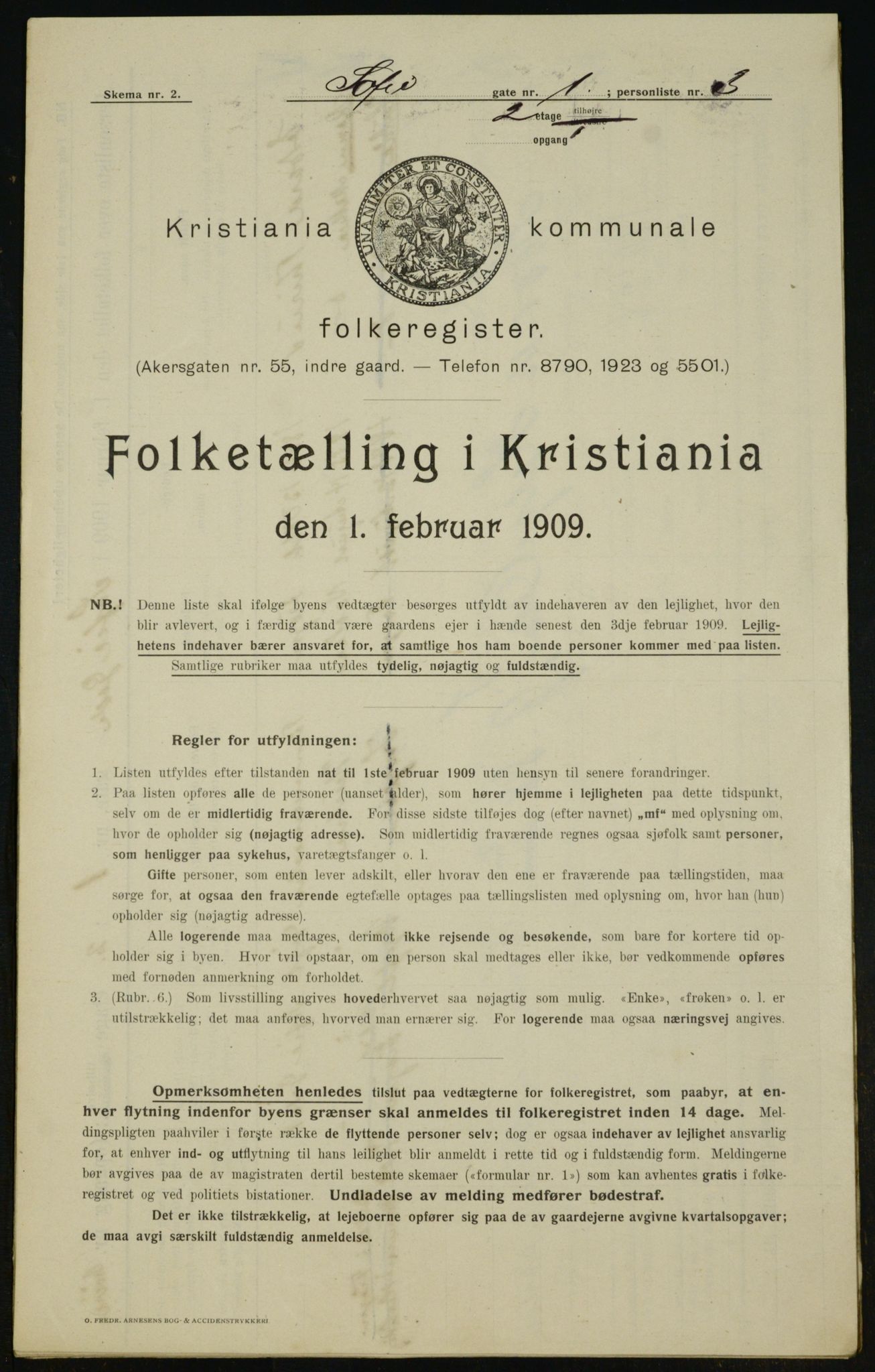 OBA, Kommunal folketelling 1.2.1909 for Kristiania kjøpstad, 1909, s. 89487