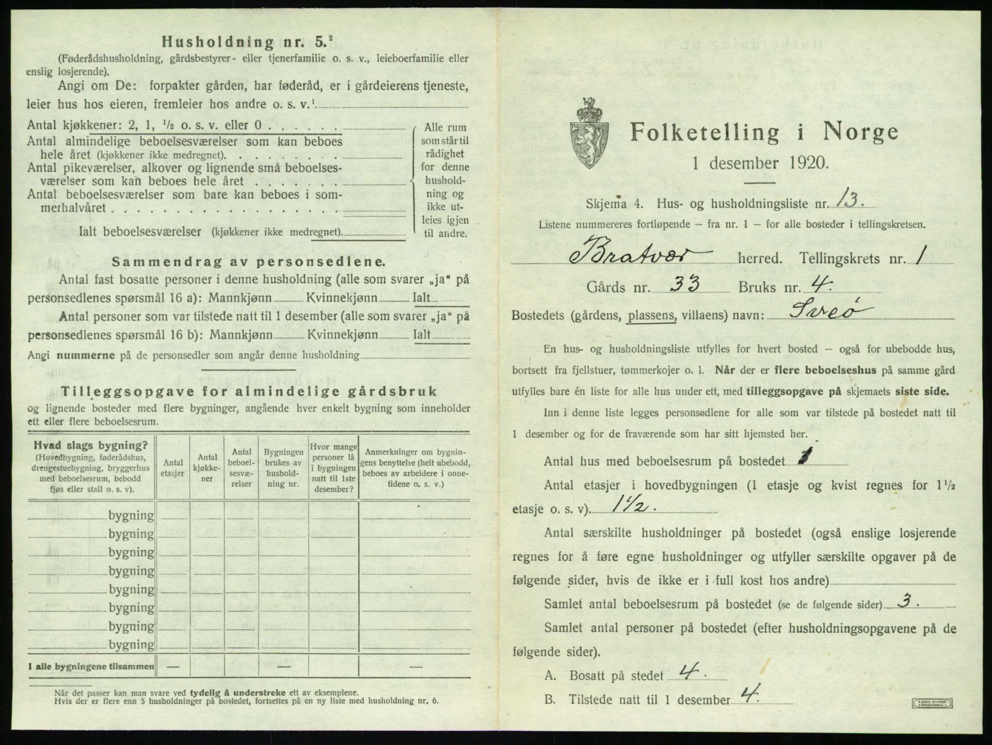 SAT, Folketelling 1920 for 1574 Brattvær herred, 1920, s. 54
