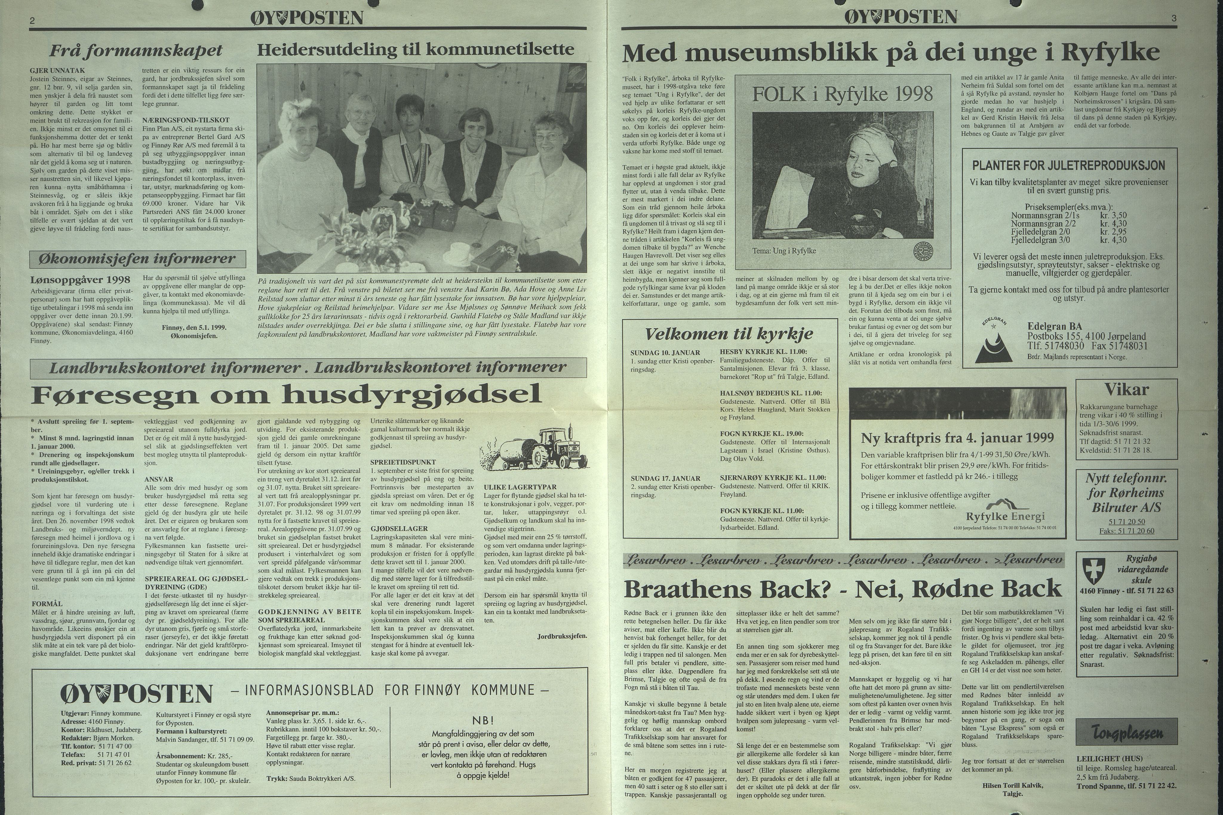 , Finnøy kommune, Øyposten, 1999, 1999