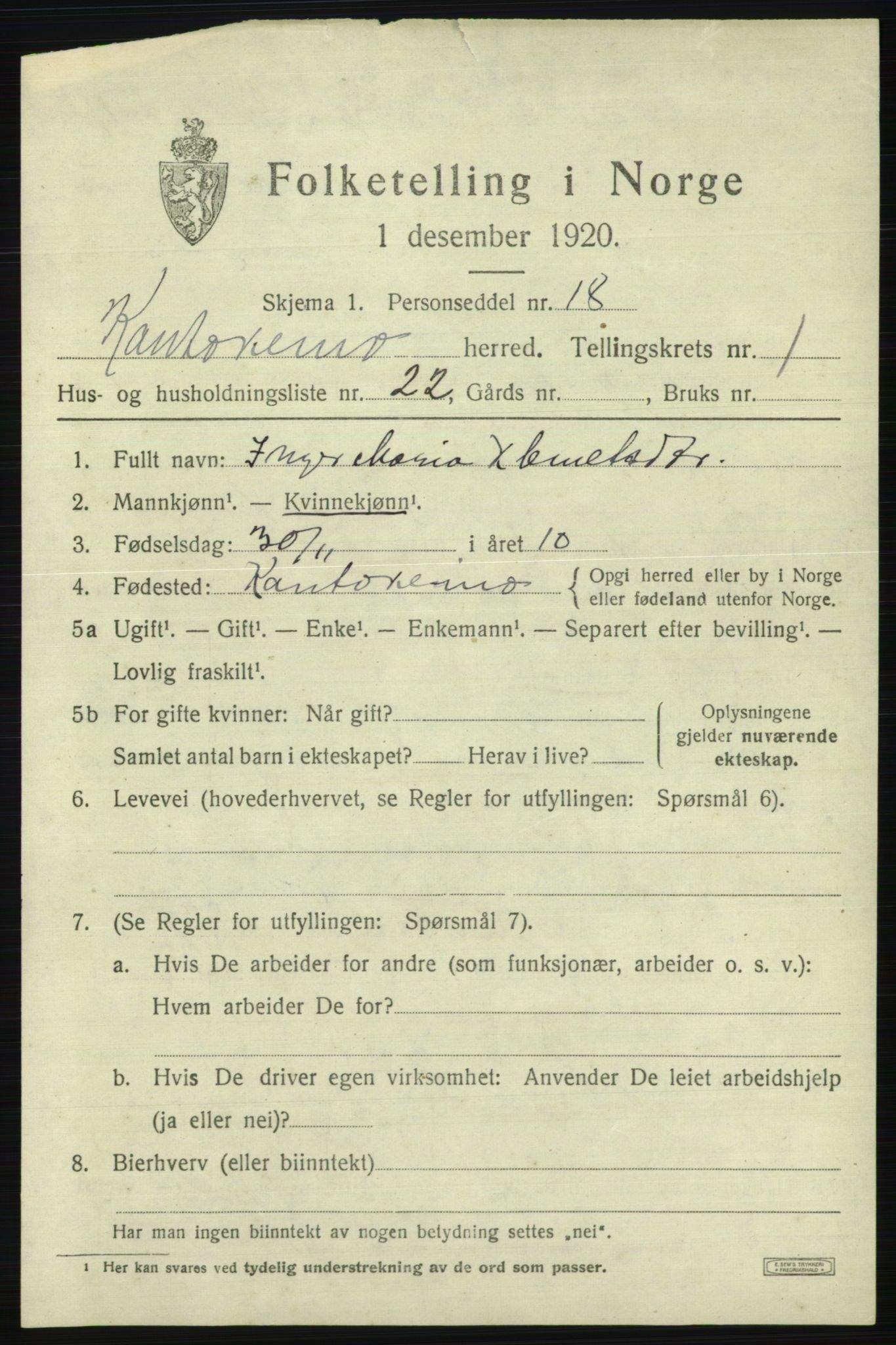 SATØ, Folketelling 1920 for 2011 Kautokeino herred, 1920, s. 679