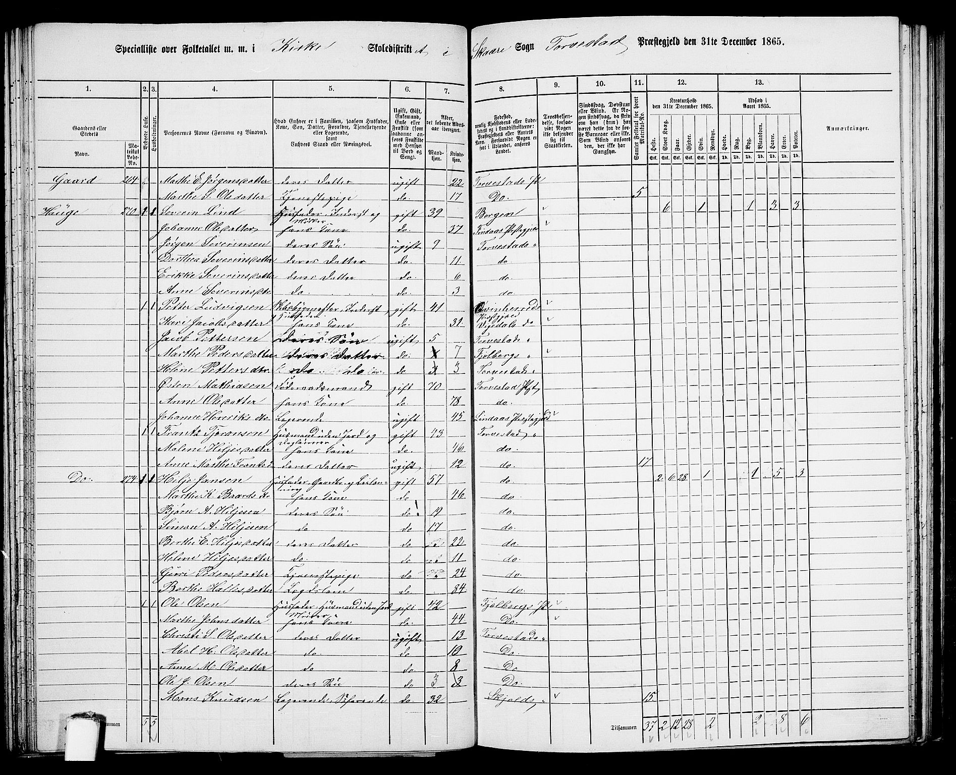 RA, Folketelling 1865 for 1152L Torvastad prestegjeld, Torvastad sokn, Skåre sokn og Utsira sokn, 1865, s. 89