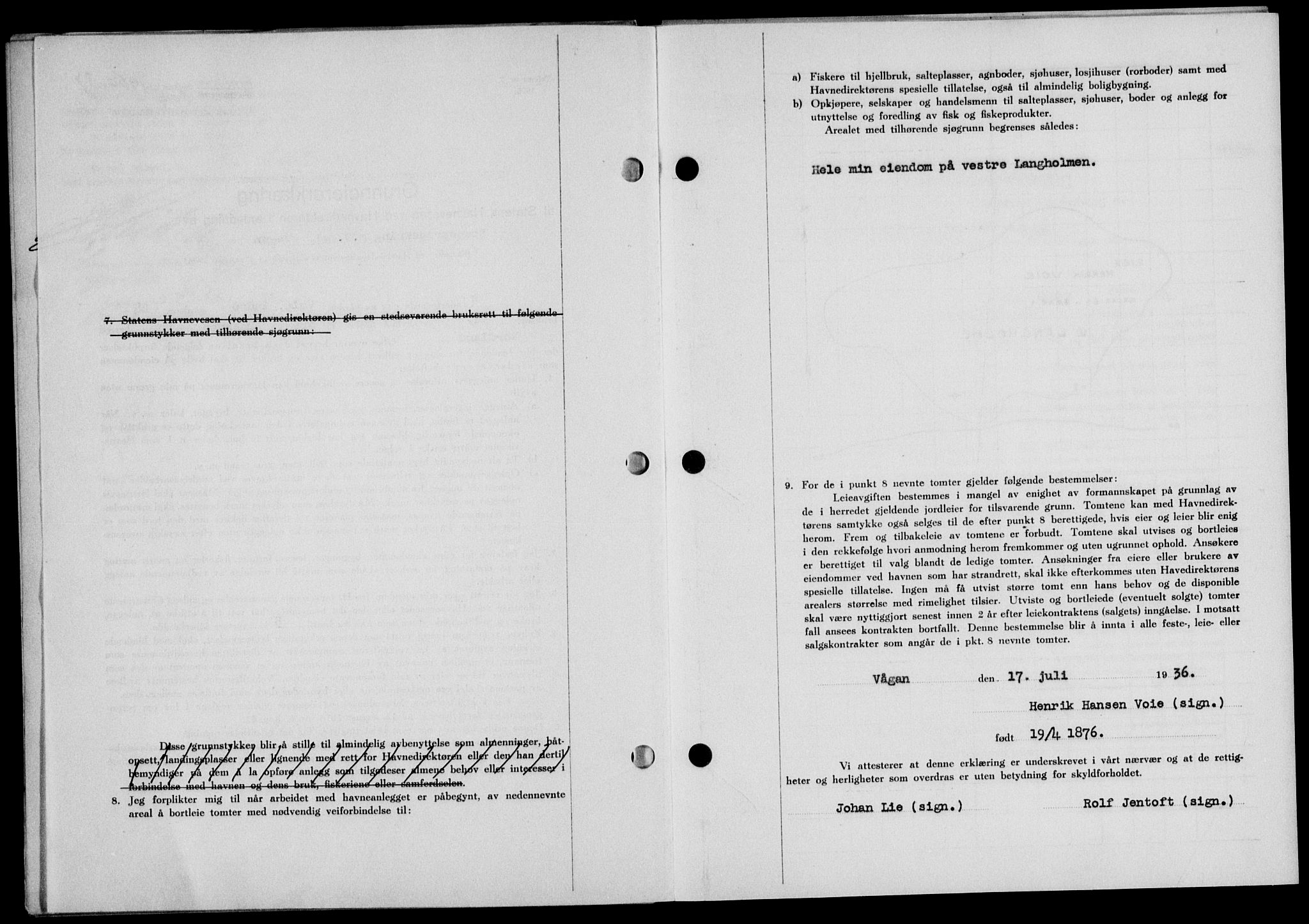 Lofoten sorenskriveri, SAT/A-0017/1/2/2C/L0002a: Pantebok nr. 2a, 1937-1937, Dagboknr: 1959/1937