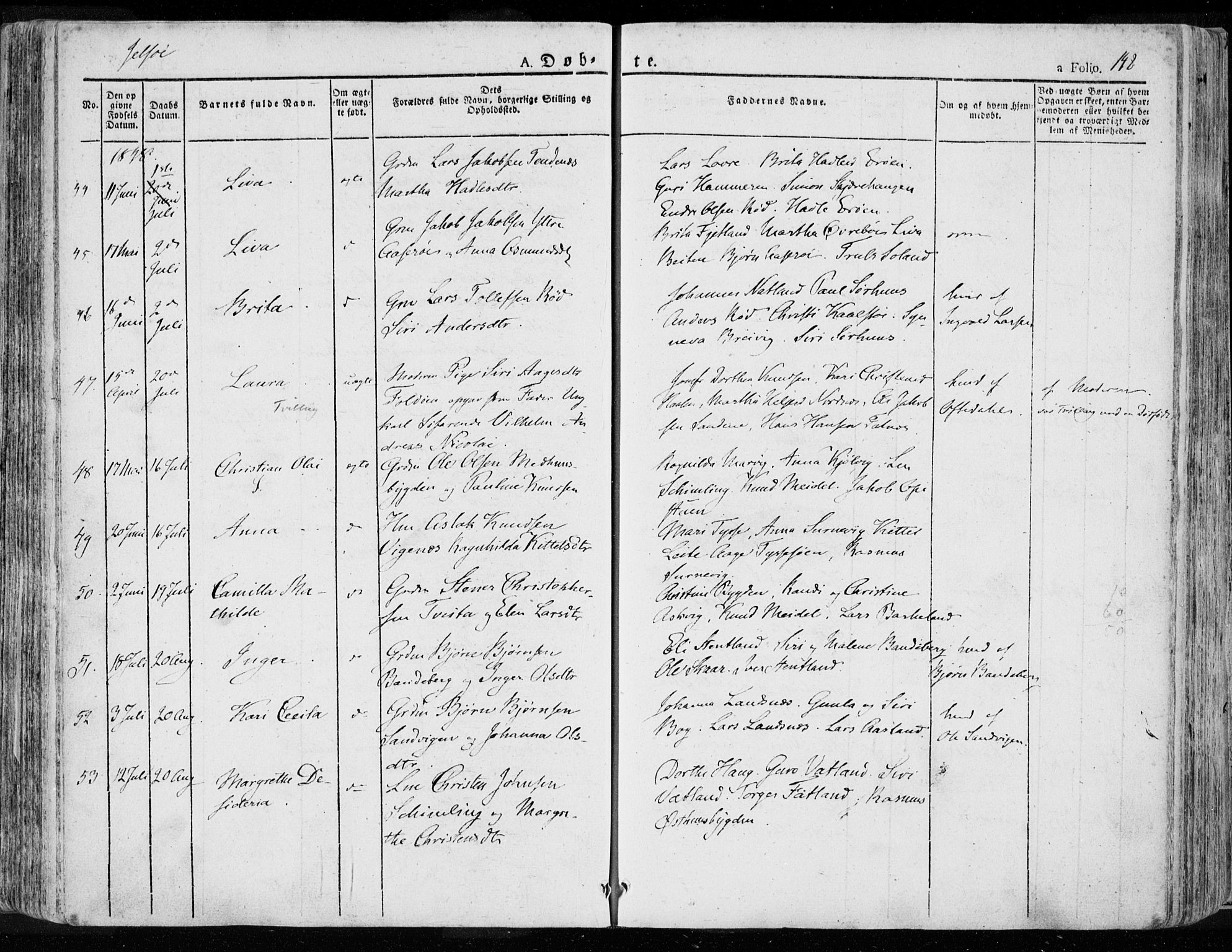 Jelsa sokneprestkontor, AV/SAST-A-101842/01/IV: Ministerialbok nr. A 6.1, 1828-1853, s. 148