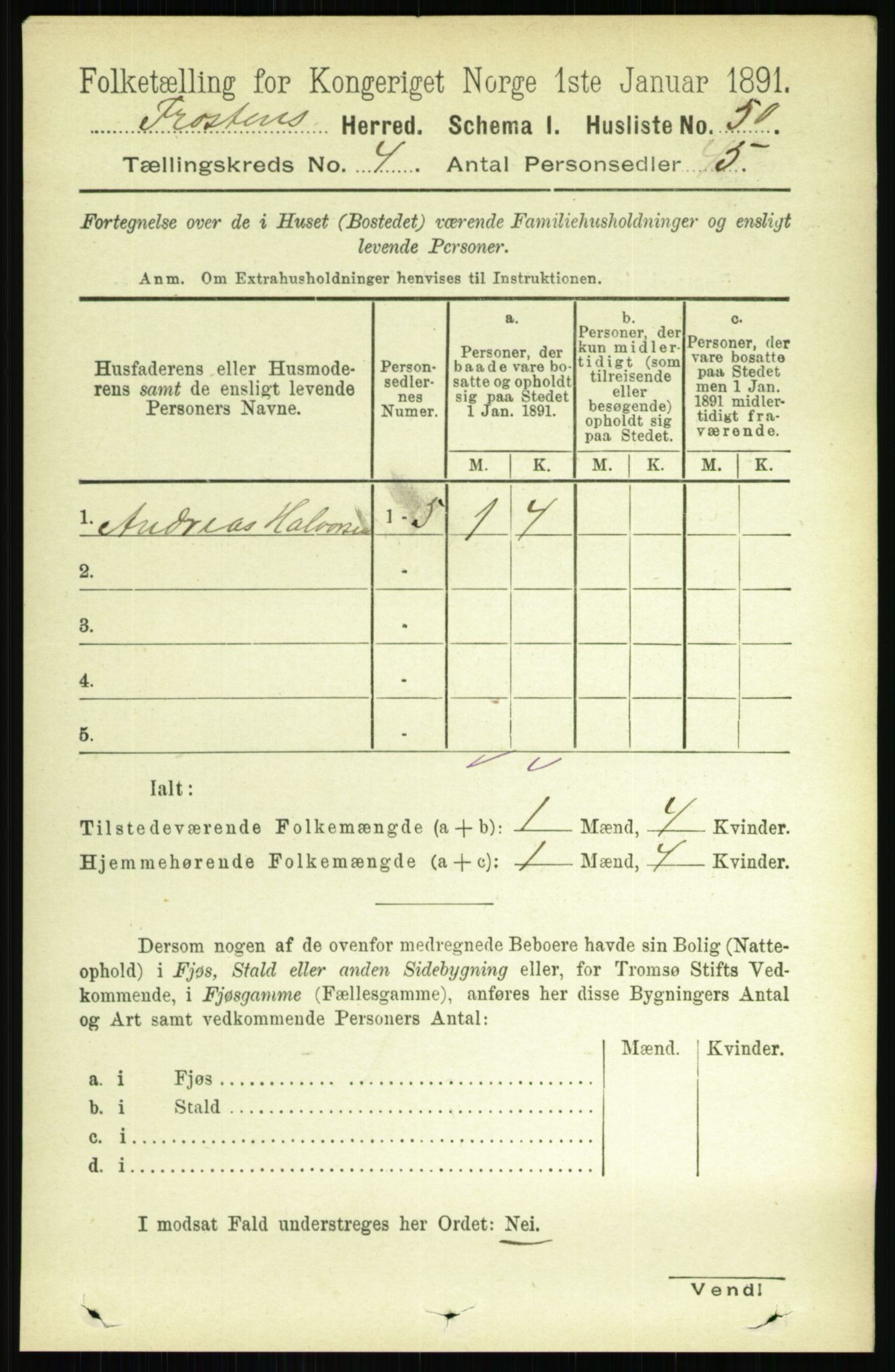 RA, Folketelling 1891 for 1717 Frosta herred, 1891, s. 2591