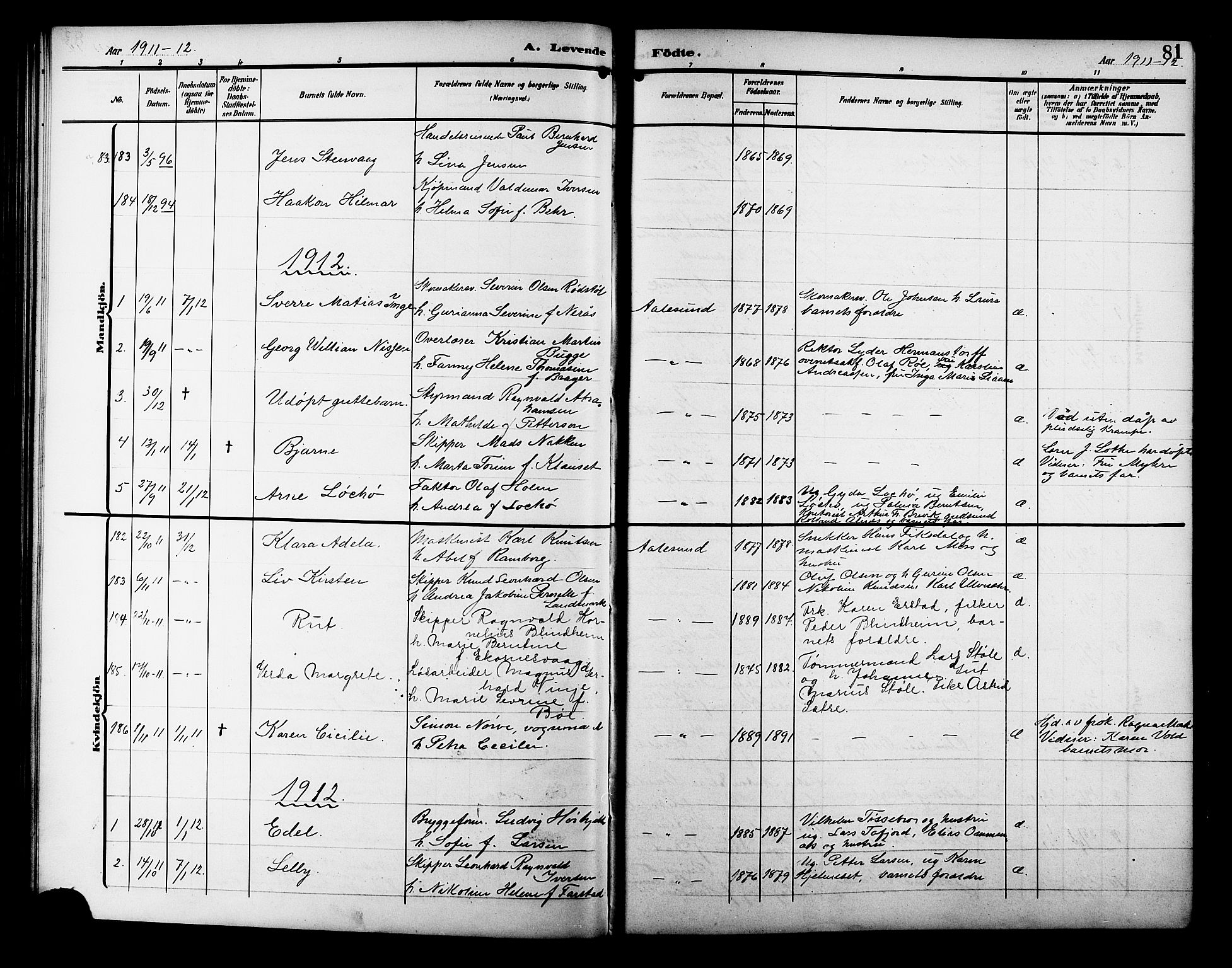 Ministerialprotokoller, klokkerbøker og fødselsregistre - Møre og Romsdal, AV/SAT-A-1454/529/L0471: Klokkerbok nr. 529C08, 1909-1921, s. 81