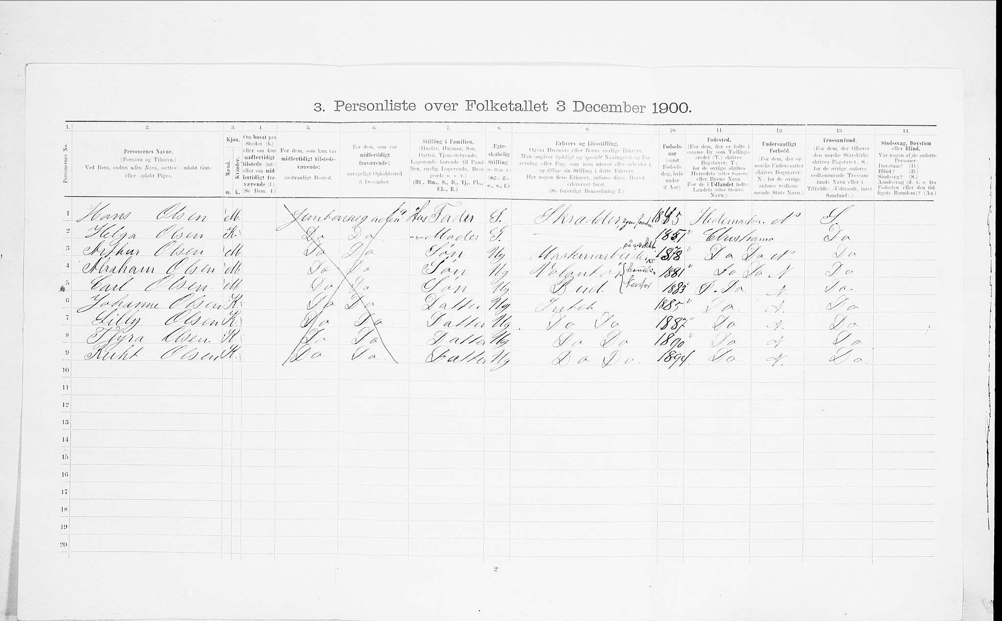 SAO, Folketelling 1900 for 0301 Kristiania kjøpstad, 1900, s. 102485