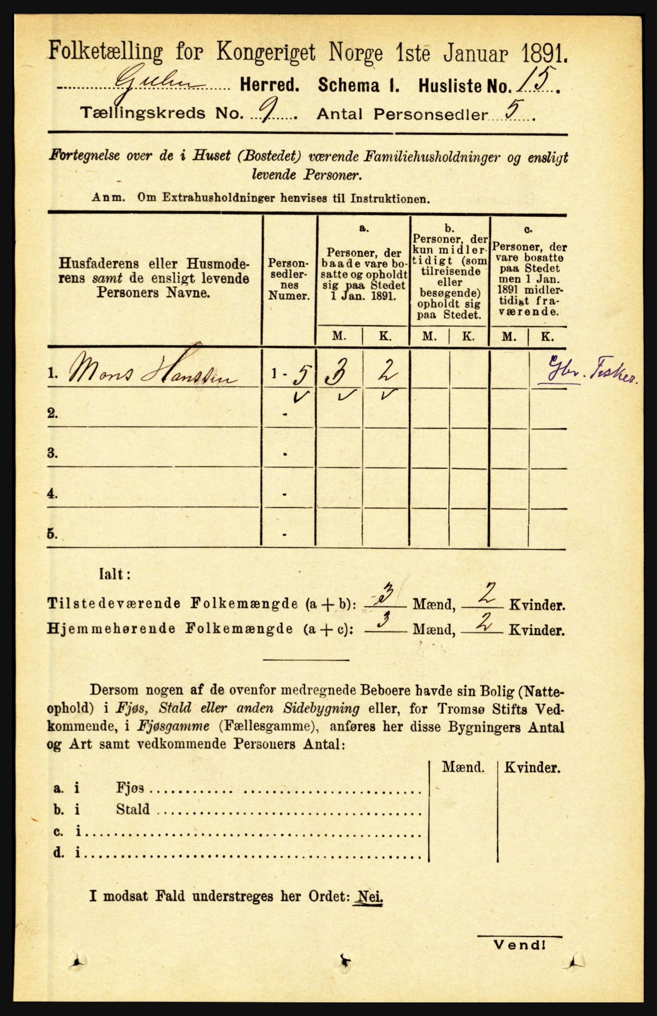 RA, Folketelling 1891 for 1411 Gulen herred, 1891, s. 2720