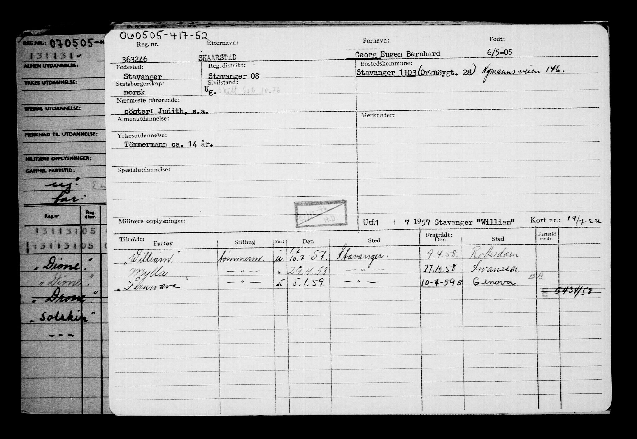 Direktoratet for sjømenn, AV/RA-S-3545/G/Gb/L0059: Hovedkort, 1905, s. 61