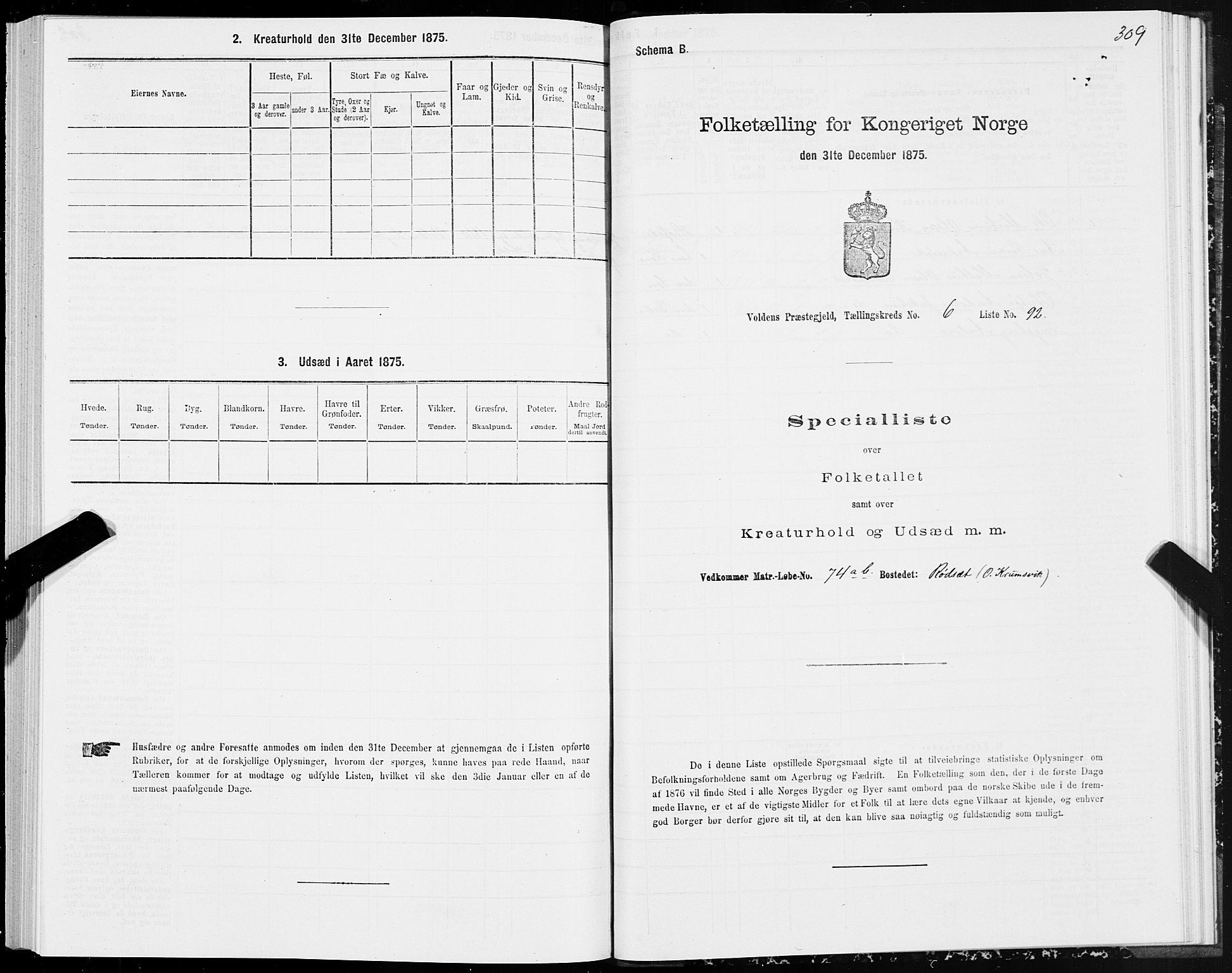 SAT, Folketelling 1875 for 1519P Volda prestegjeld, 1875, s. 4309