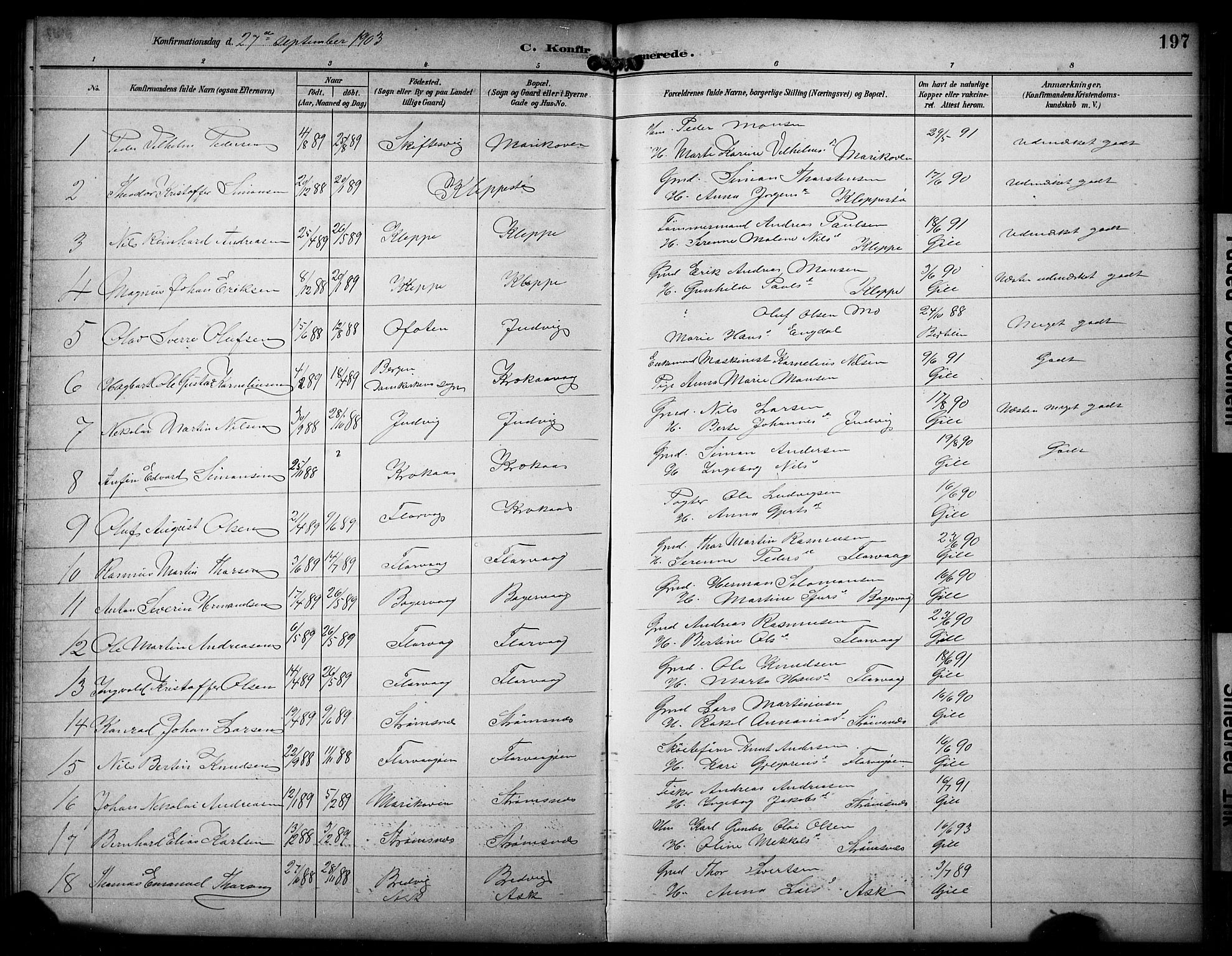 Askøy Sokneprestembete, AV/SAB-A-74101/H/Ha/Hab/Haba/L0009: Klokkerbok nr. A 9, 1894-1903, s. 197
