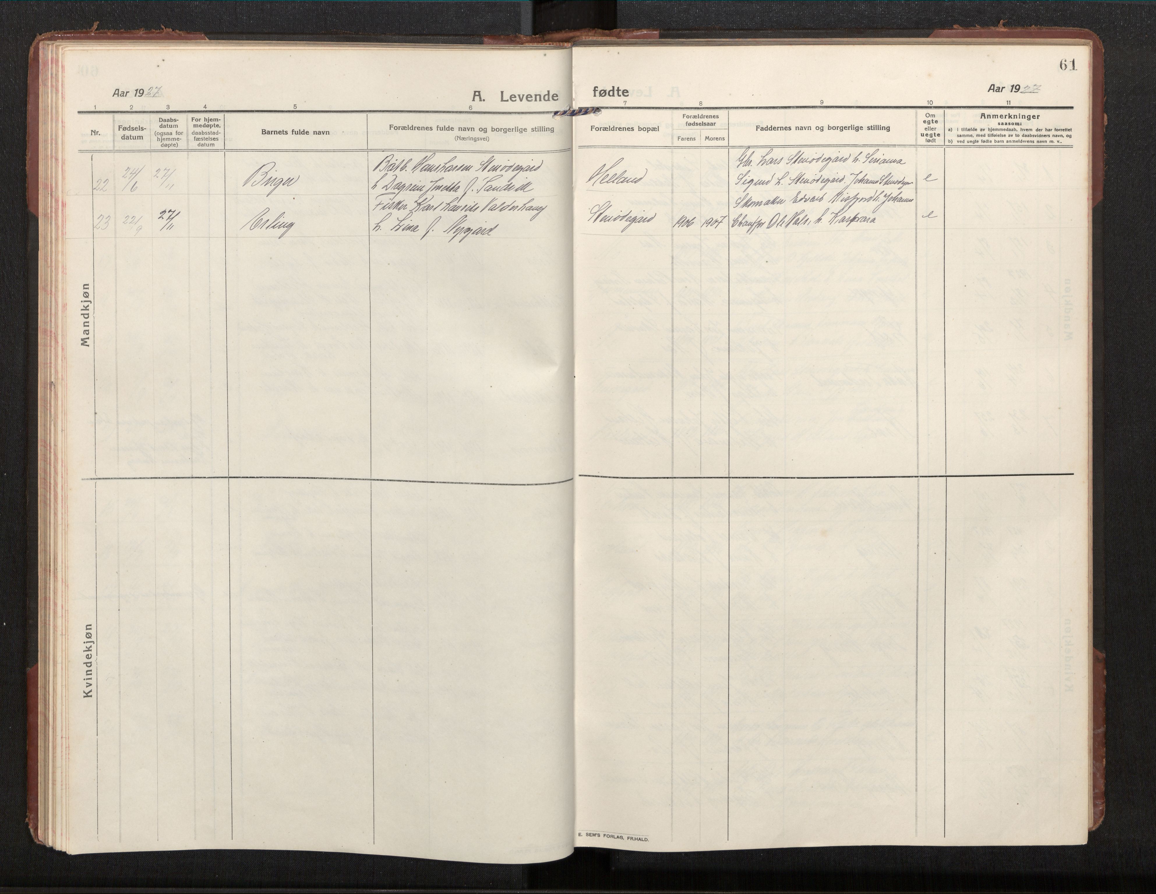 Ministerialprotokoller, klokkerbøker og fødselsregistre - Møre og Romsdal, AV/SAT-A-1454/539/L0536a: Klokkerbok nr. 539C03, 1912-1936, s. 61